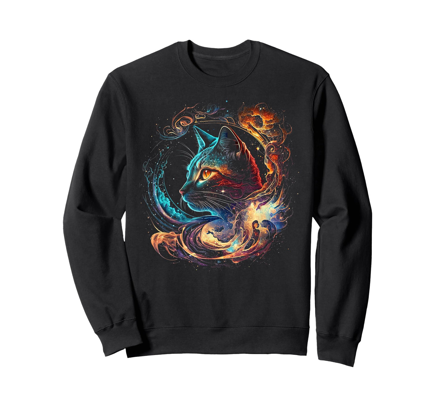 Cat in The Galaxy and Space Kitten Cat Head T-Shirt