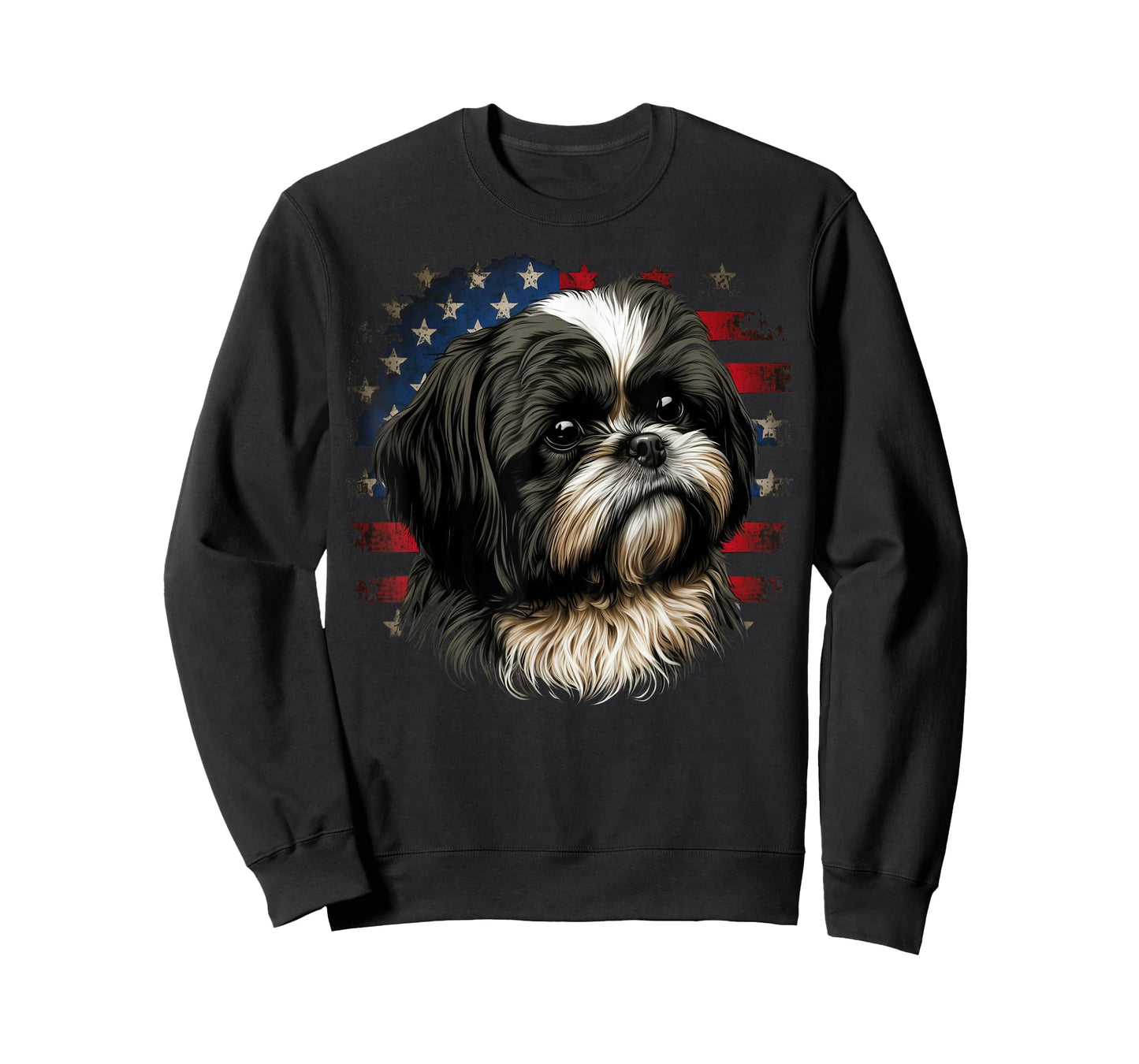 USA 4th Of July Shih Tzu on Patriotic American Shih Tzu T-Shirt