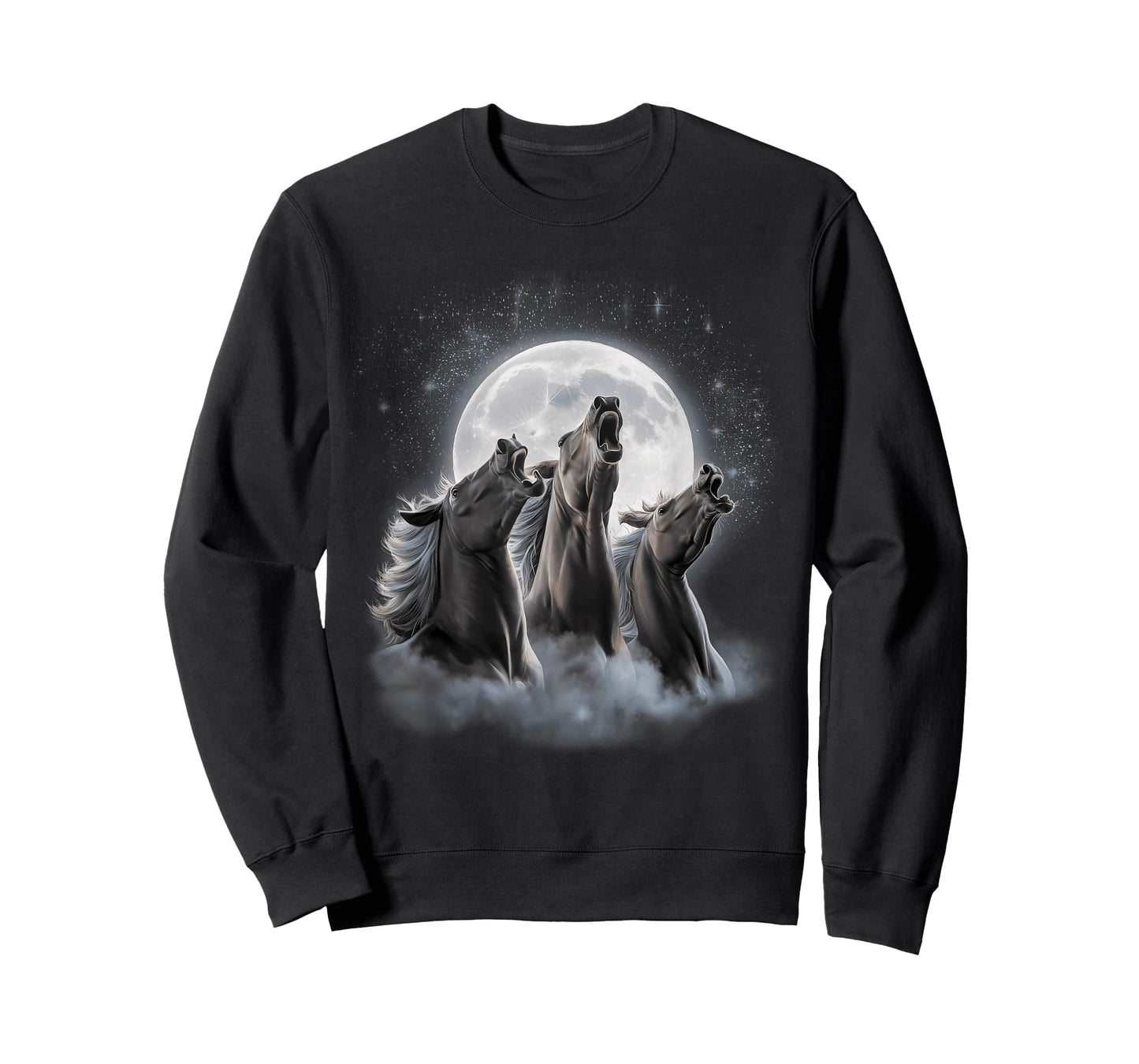 3 Horses Howling At The Moon Funny Horse Lover Equestrian T-Shirt