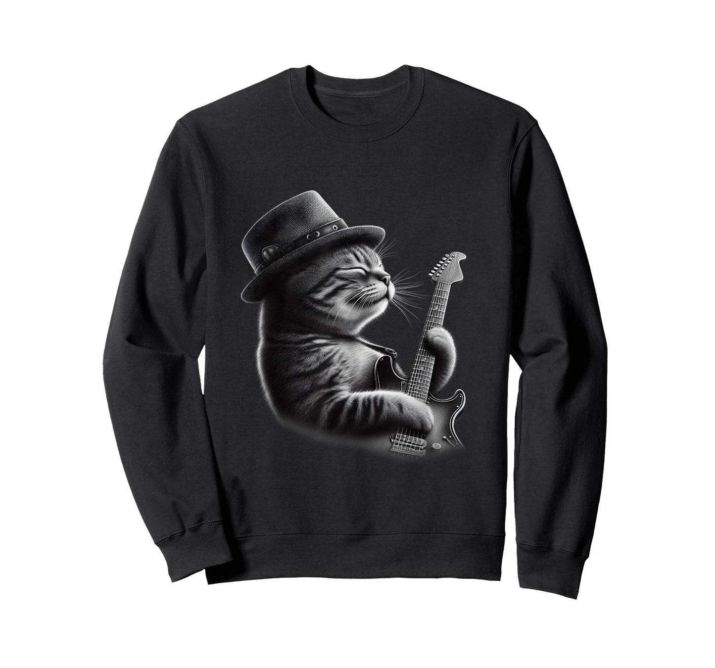 Cat Playing Guitar - Funny Rock Music Guitar Cat T-Shirt