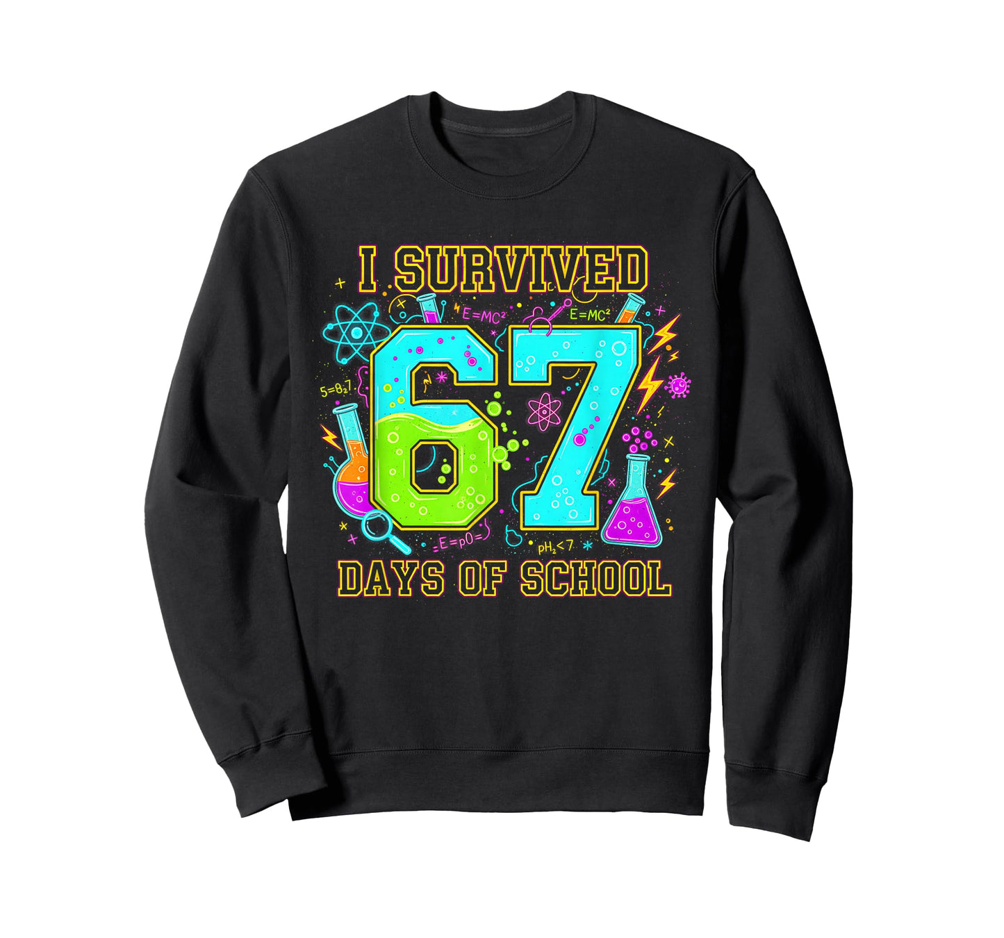 I Survived 67 Days of School Funny 67 Meme Retro Science T-Shirt