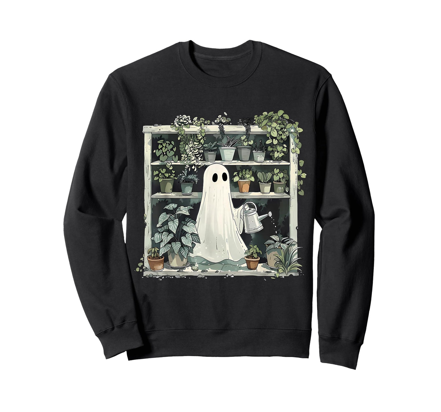 Cute Funny Ghost Boo Gardening Gardener Plants Halloween T-Shirt