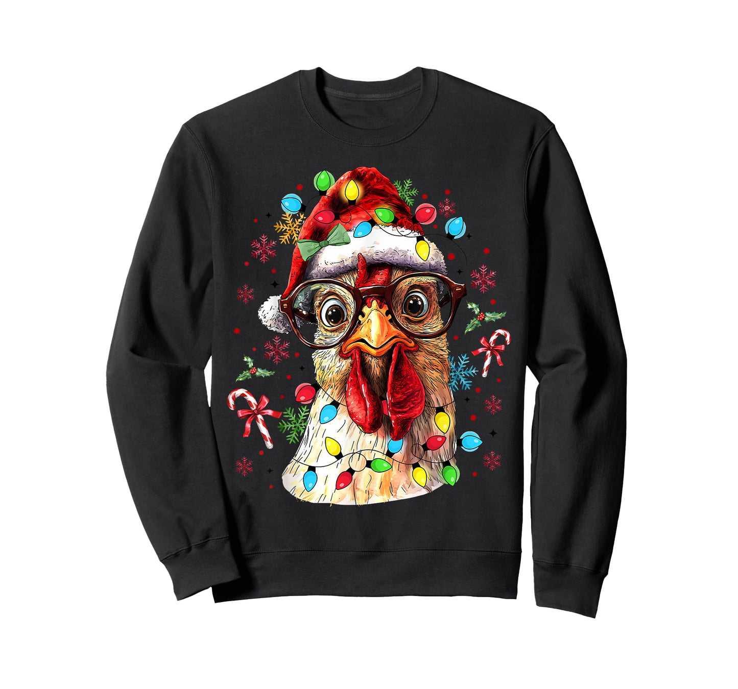 Christmas Lights Chicken Santa Funny Xmas Tree Chicken T-Shirt