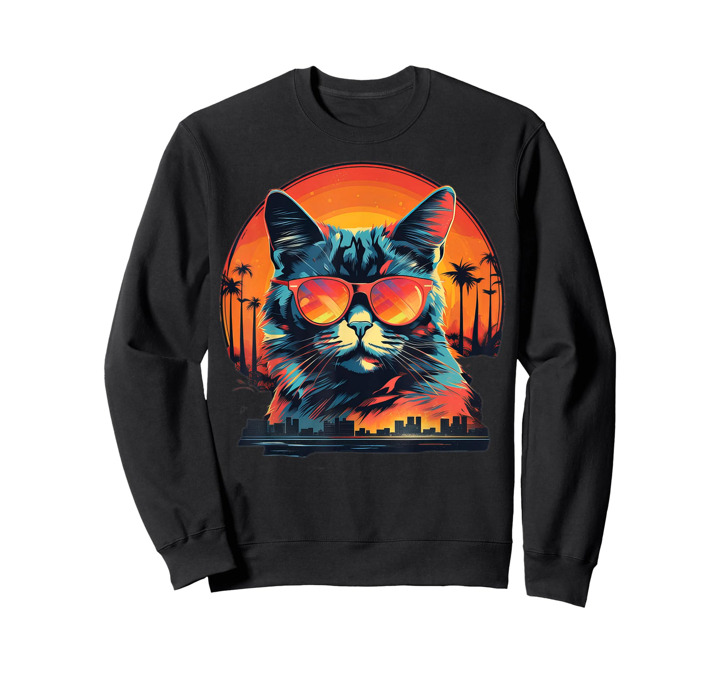 Gray Cat in Shades | Men's T-Shirt (S-6XL) | Graphic Tee T-Shirt