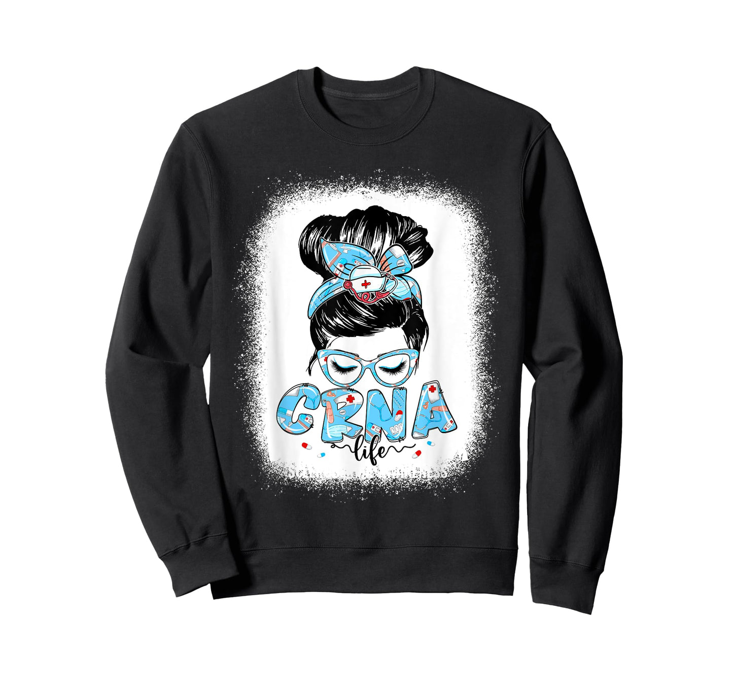 CRNA Life Messy Bun Women Glasses Cute CRNA Gifts T-Shirt