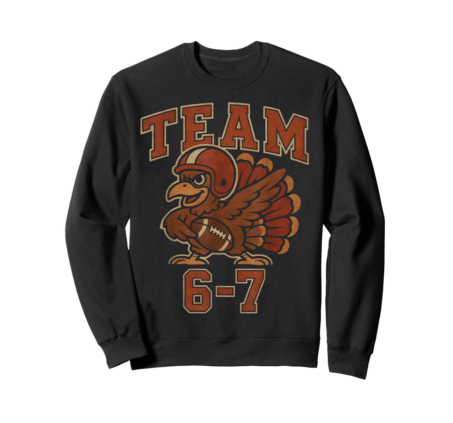 Team 67 Thanksgiving Turkey Football Boys Kids Six Seven 6 7 T-Shirt