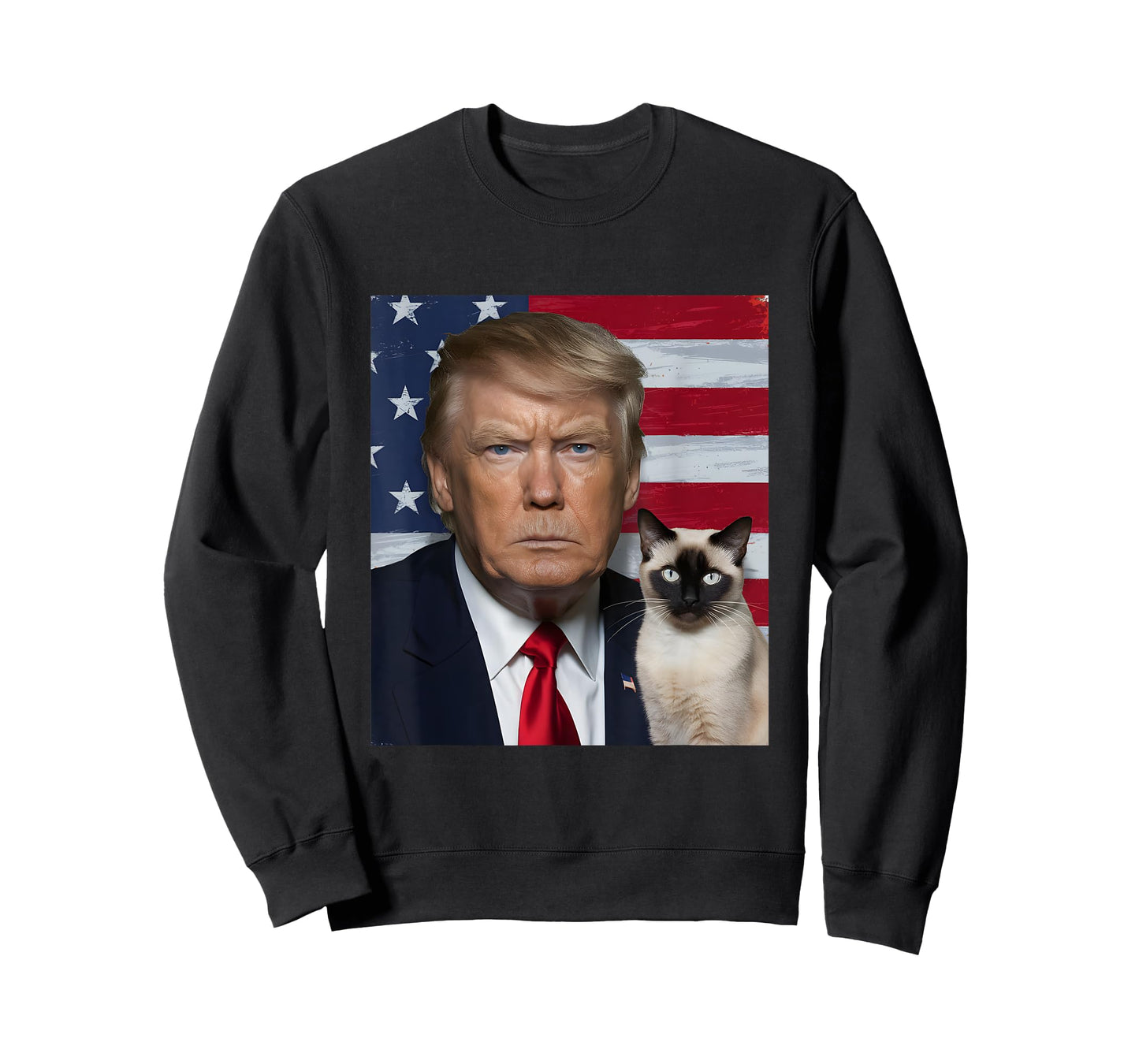 Funny Trump And Siamese Cat Political USA Flag Election 2024 T-Shirt