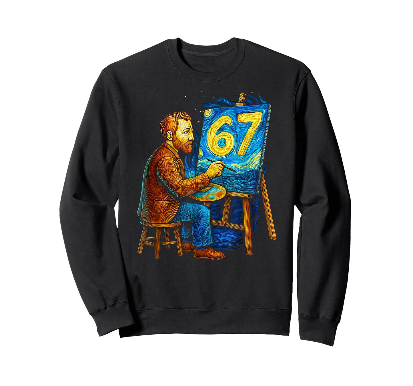 Van Gogh-Starry Night 6 7 Funny 67 Meme for Art History Fans T-Shirt