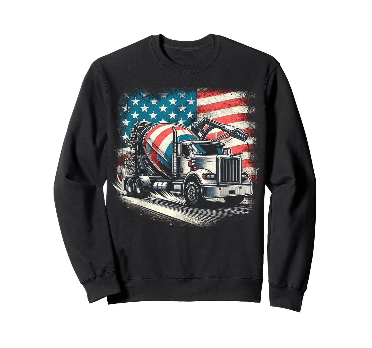 Cement Mixer Truck Construction America Flag T-Shirt