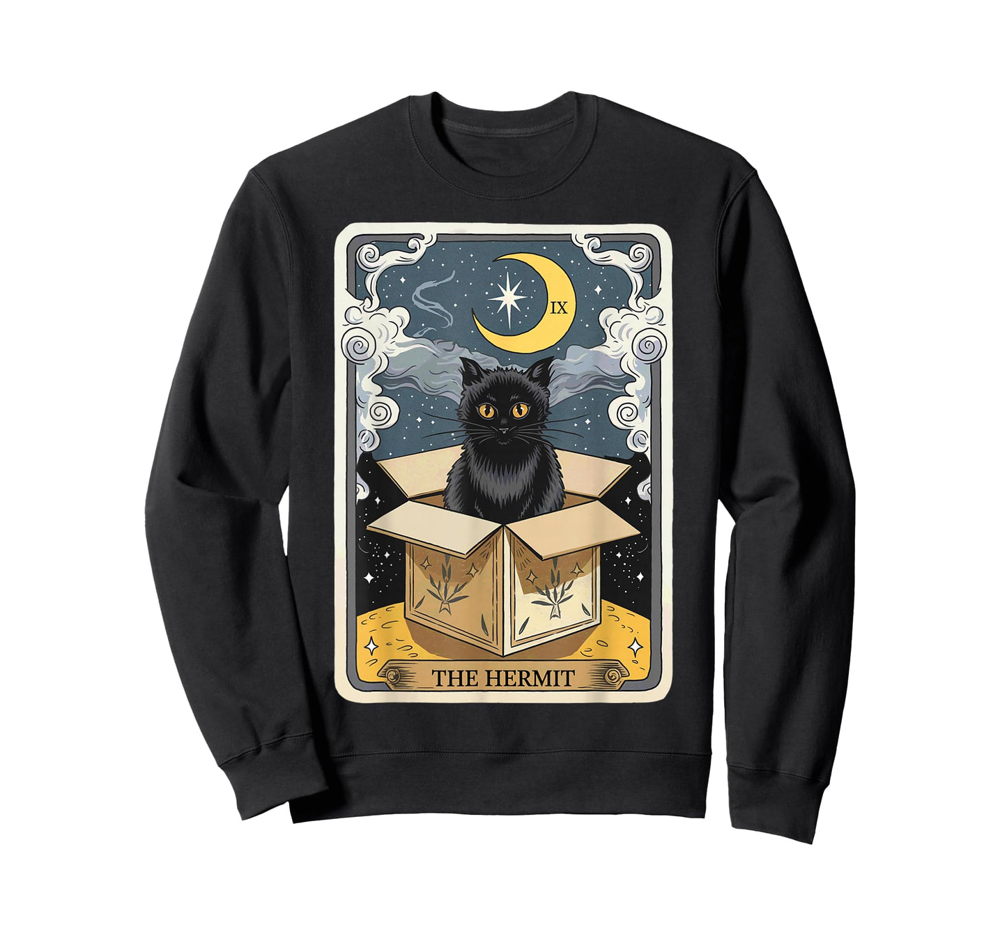 The Hermit Tarot Card Cat In Box Mystic Funny Cat Esoteric T-Shirt