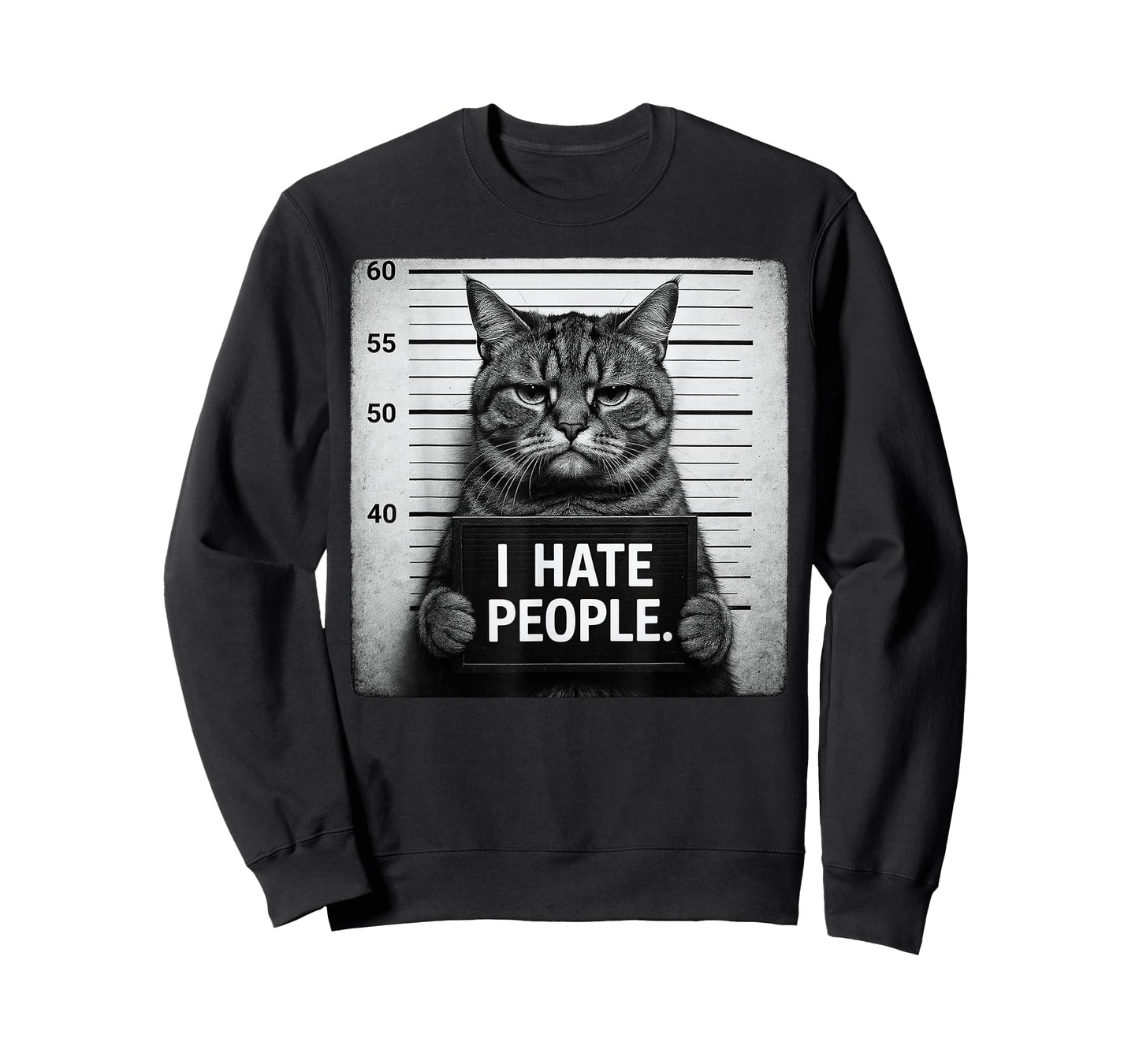 Funny Grumpy Tabby Moody Cat I Hate People T-Shirt