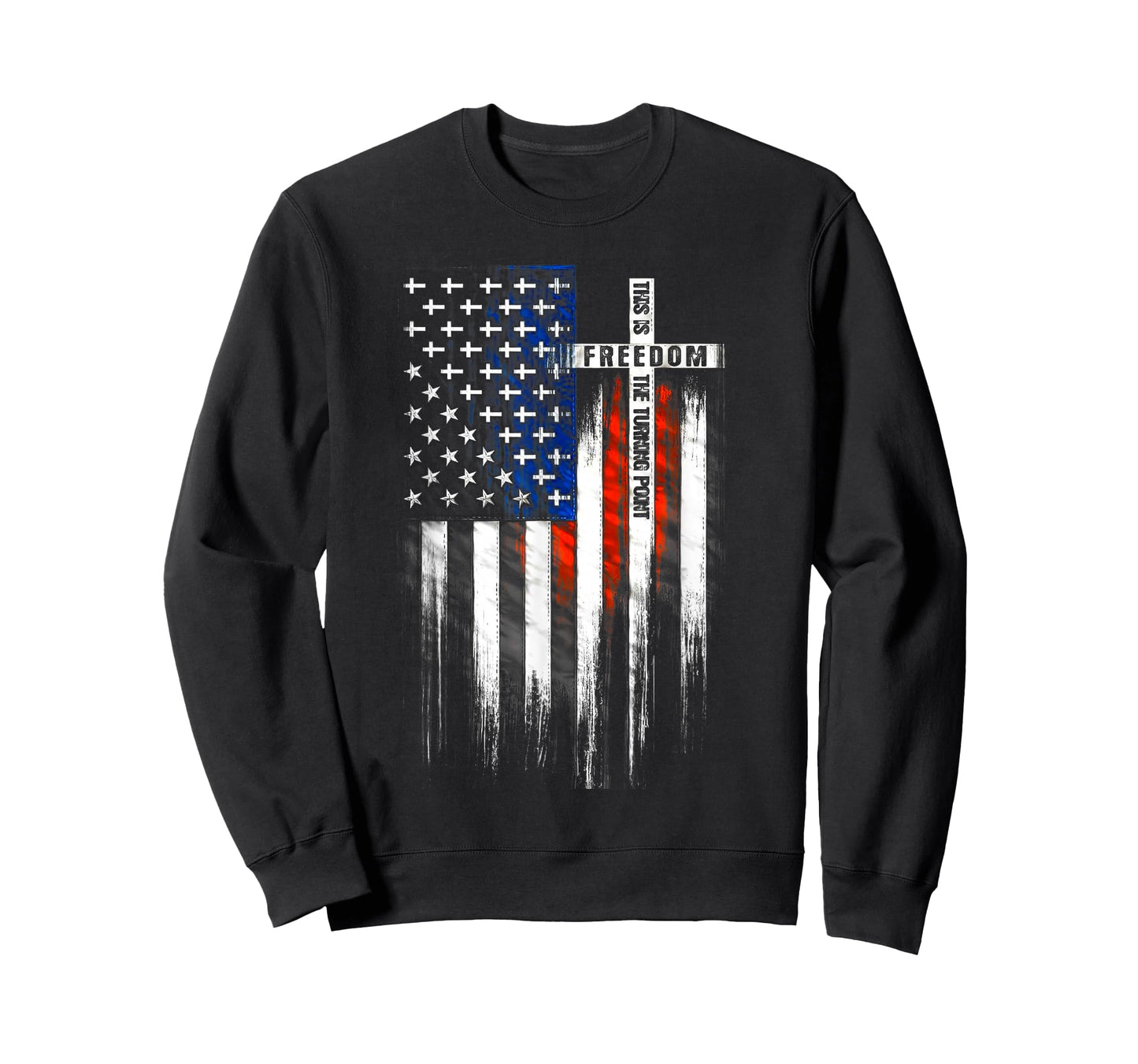 This is The Turning Point Faith Cross US Flag Patriotic Men T-Shirt
