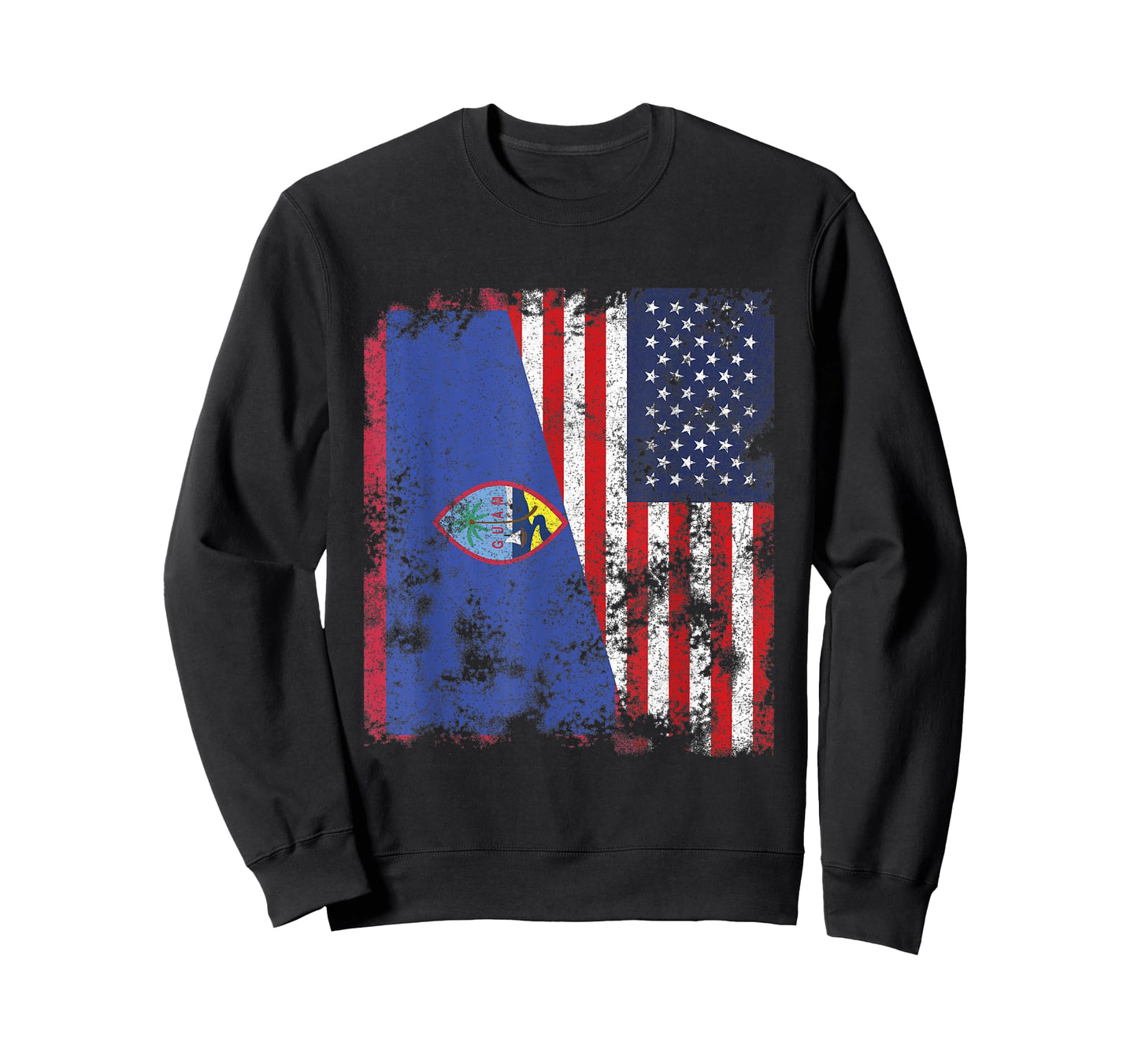 Guam USA Flag Distressed - Half American T-Shirt for Women Kids Men