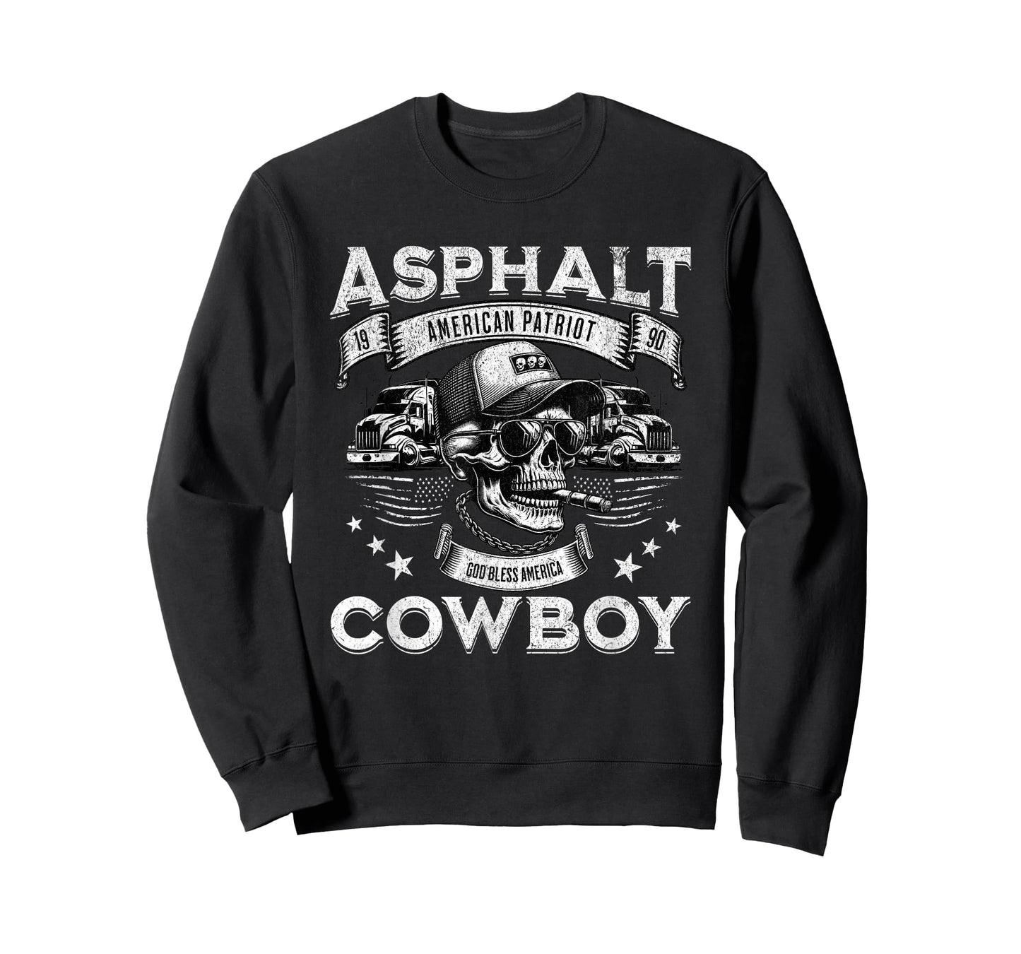Asphalt Cowboy American Flag Truck Driver Trucker Diesel T-Shirt