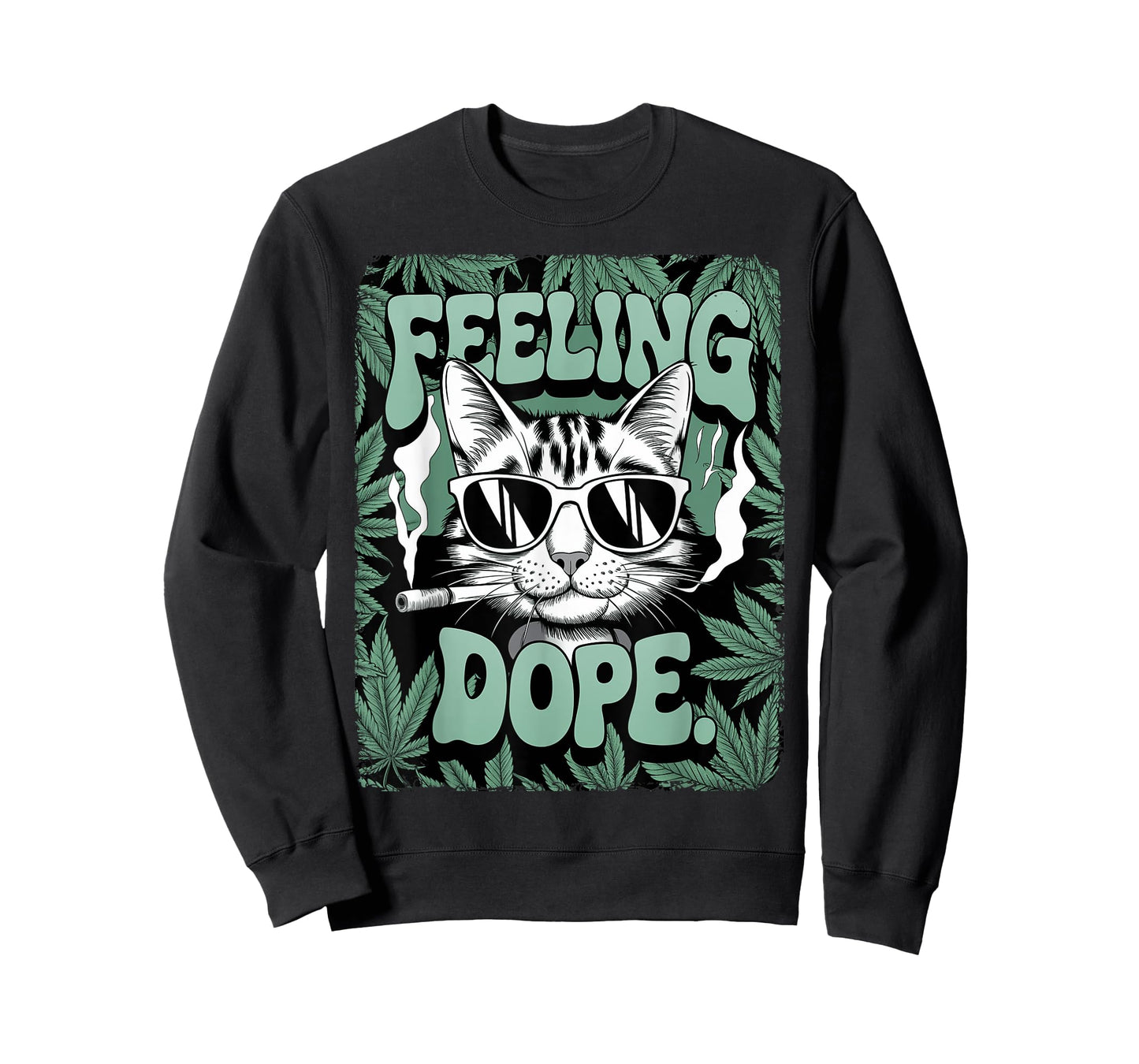 Feeling Dope Cat Weed Vintage 420 Stoner Cat Getting High T-Shirt