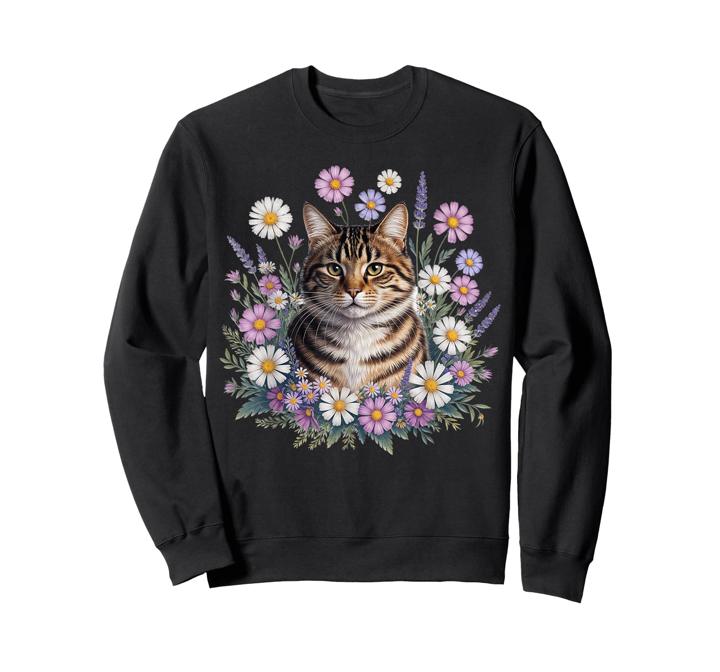 Cat Flowers Floral Cute Kitten Aesthetic Cat Lovers Garden T-Shirt