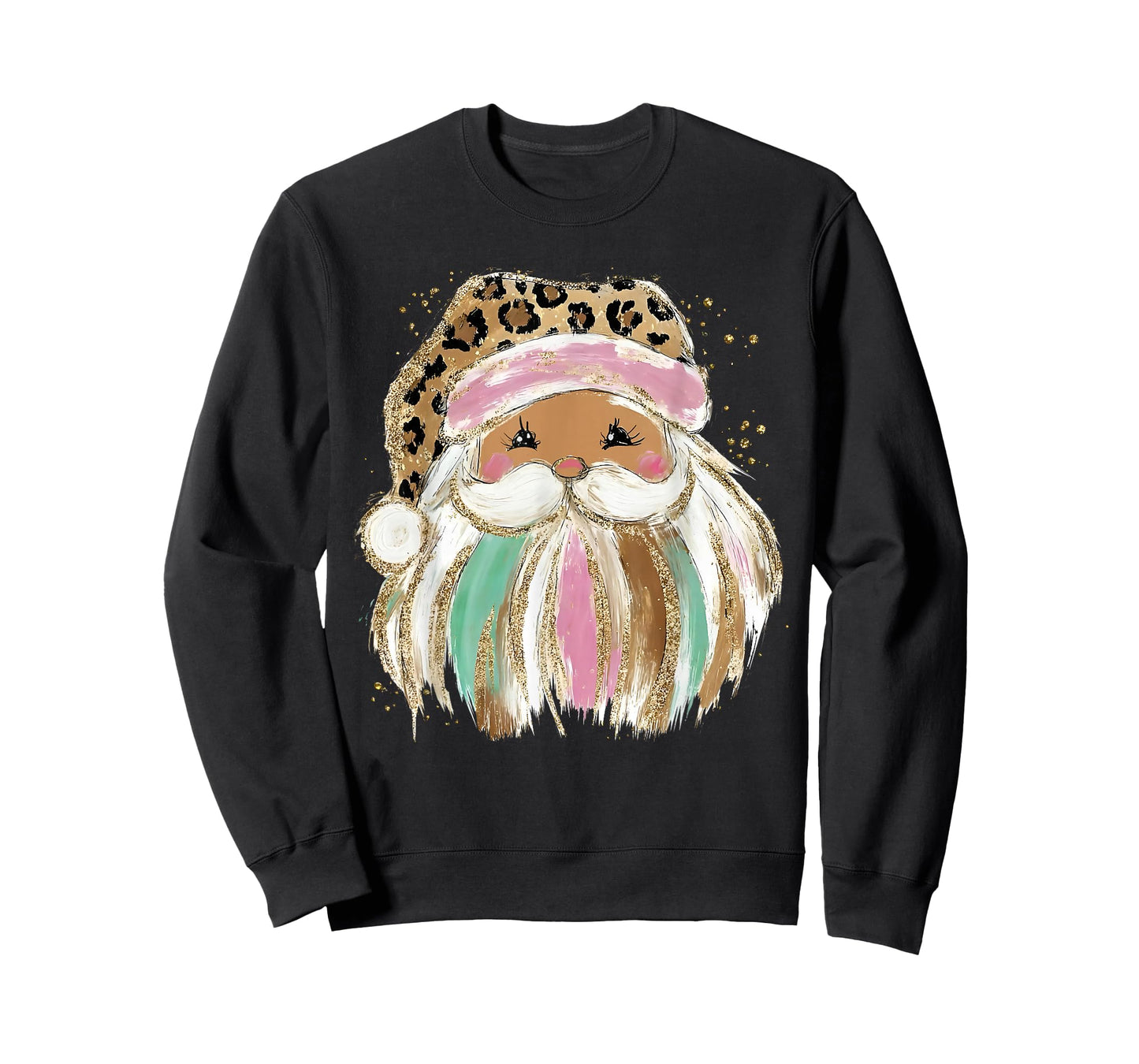 Leopard Print Funny Santa Merry Christmas Xmas Holiday Retro T-Shirt