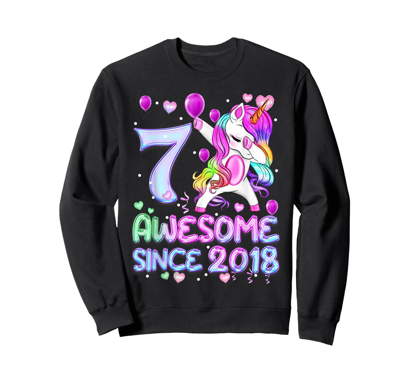 7 Years Old Unicorn Dabbing 7th Birthday Girl Unicorn T-Shirt