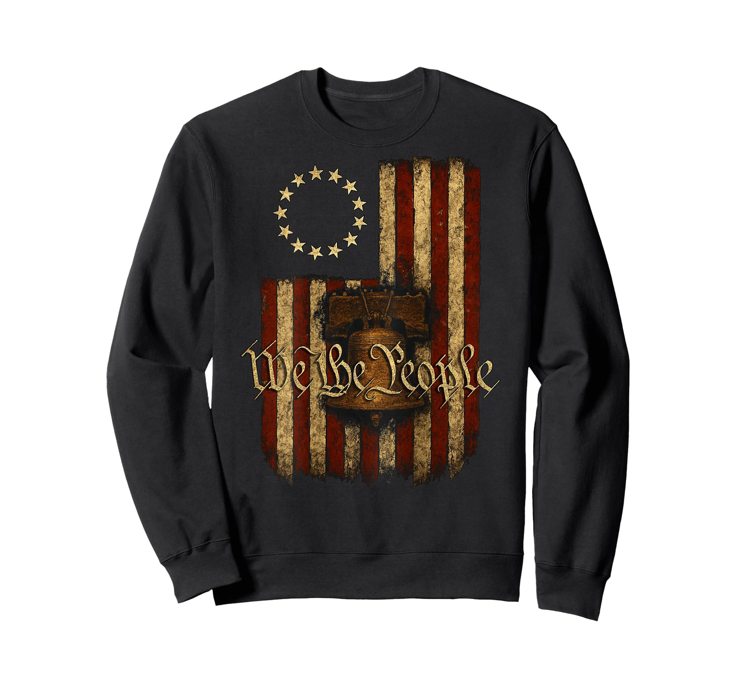 On Back Patriotic Betsy Ross Flag Liberty Bell We The People T-Shirt