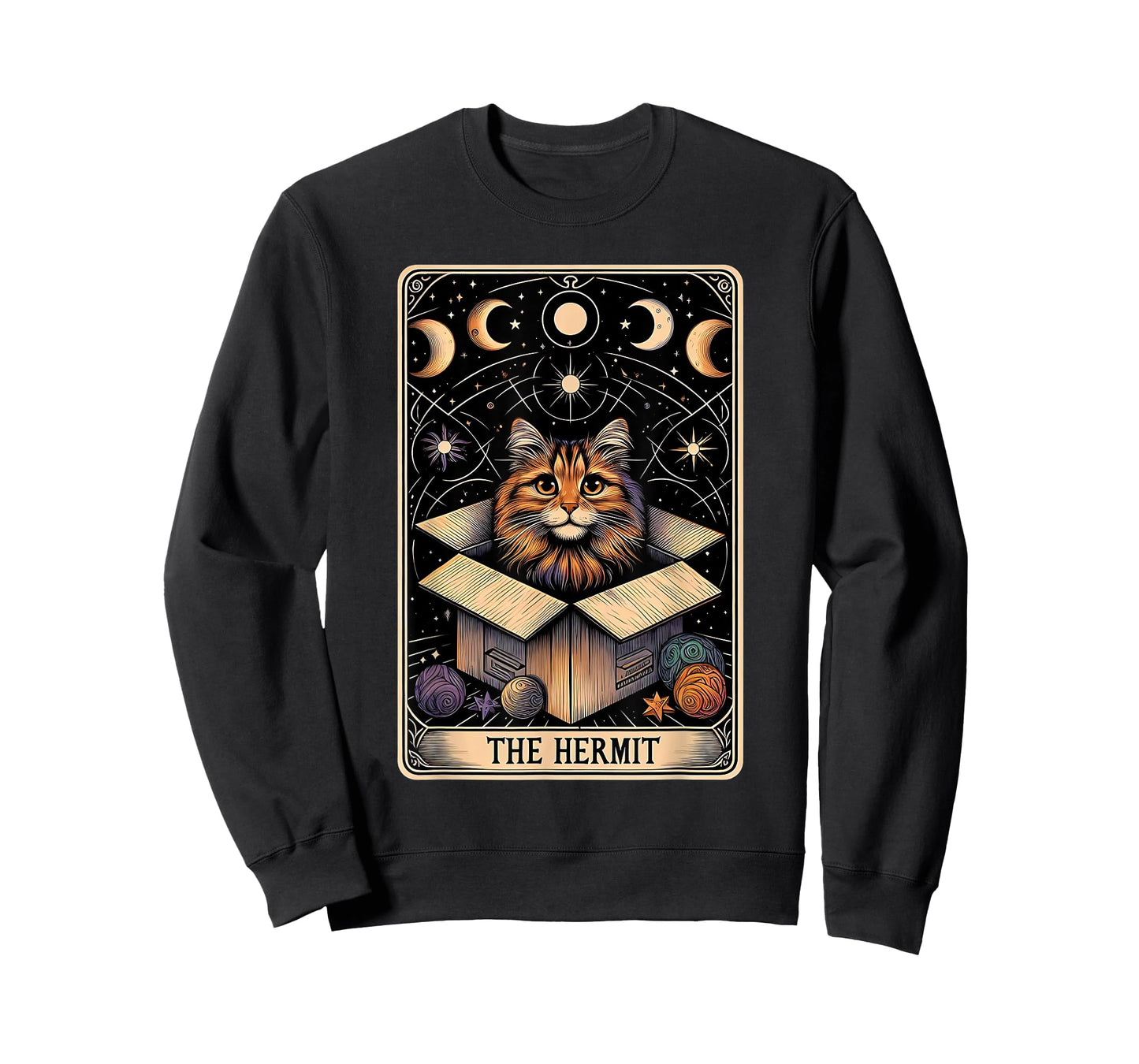 The Hermit Tarot Card Cat In a Box Mystic Funny Cat T-Shirt
