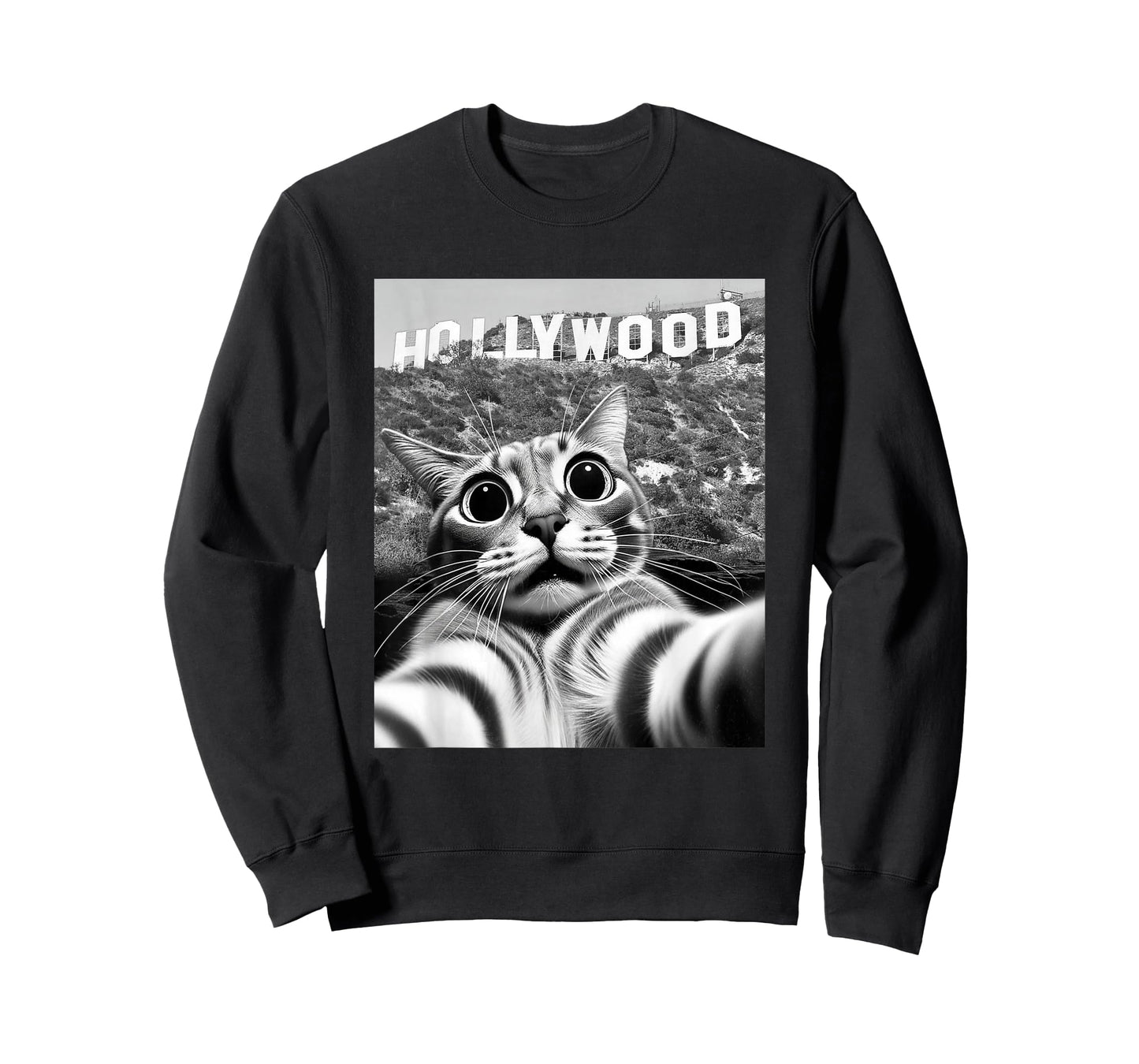 California Cat Taking Selfie at Hollywood Sign Cat Selfie T-Shirt