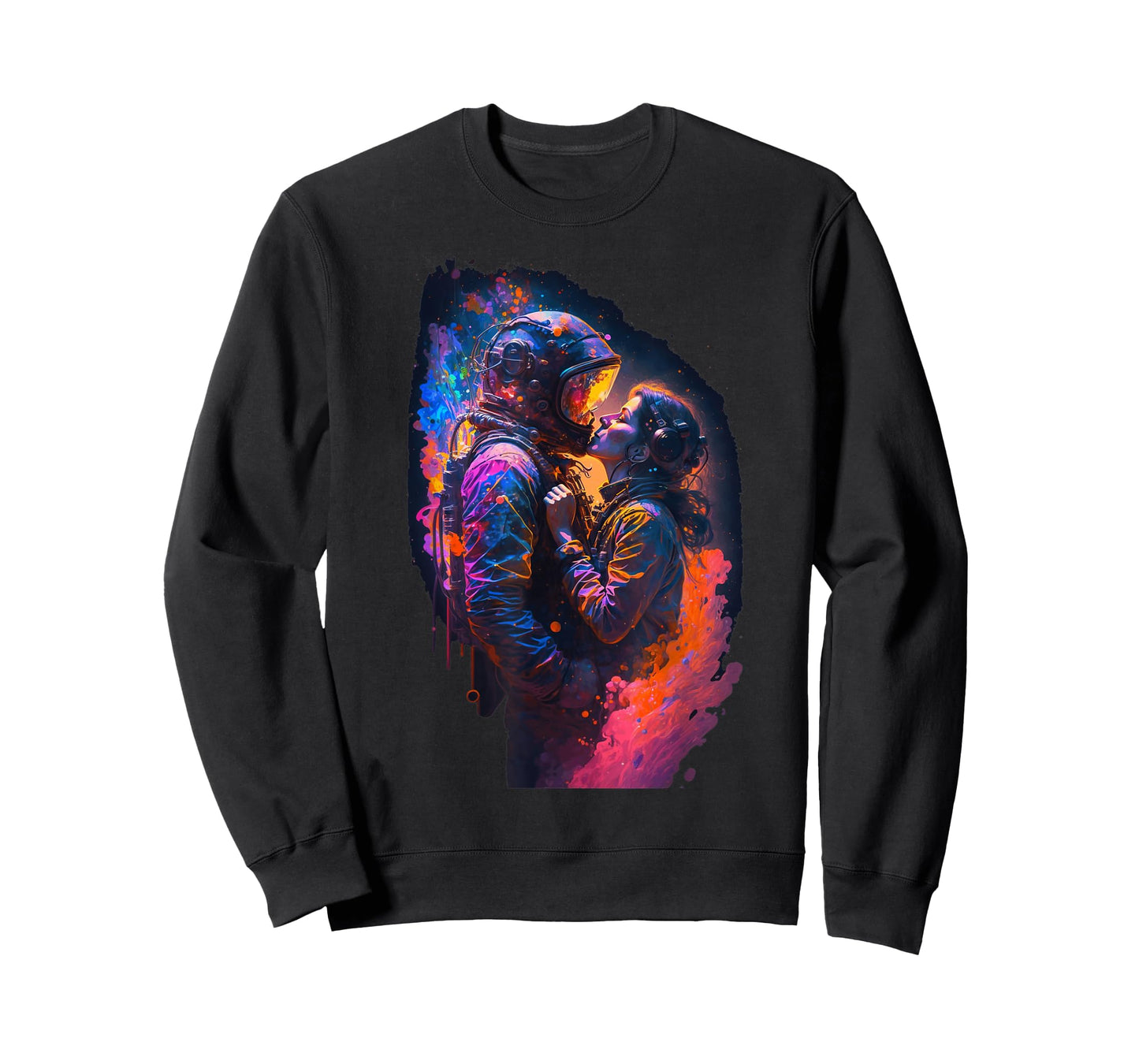 Astronaut Love Couple Kiss Outer Space | Colorful Astronaut T-Shirt