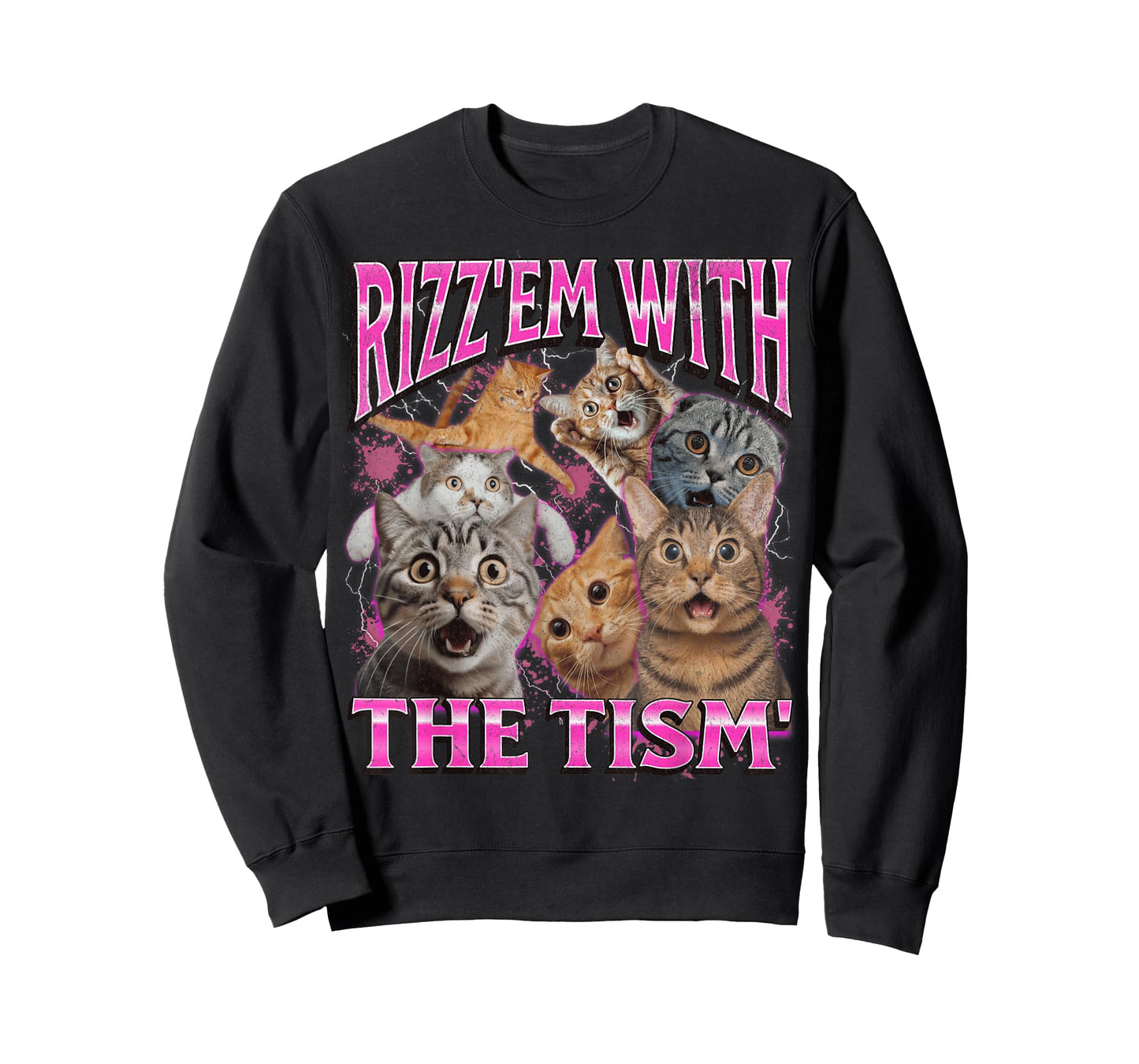 Rizz Em' With The Tism' Funny Cat Meme Bootleg Graphic 90s Men Women T-Shirt