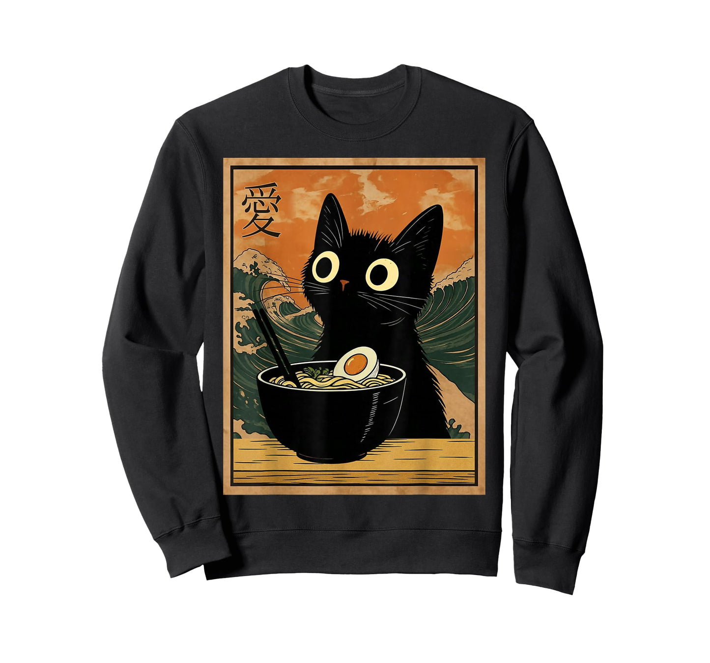Kawaii Cat Eating Ramen Noodles Funny Anime Gift Girls Teens T-Shirt