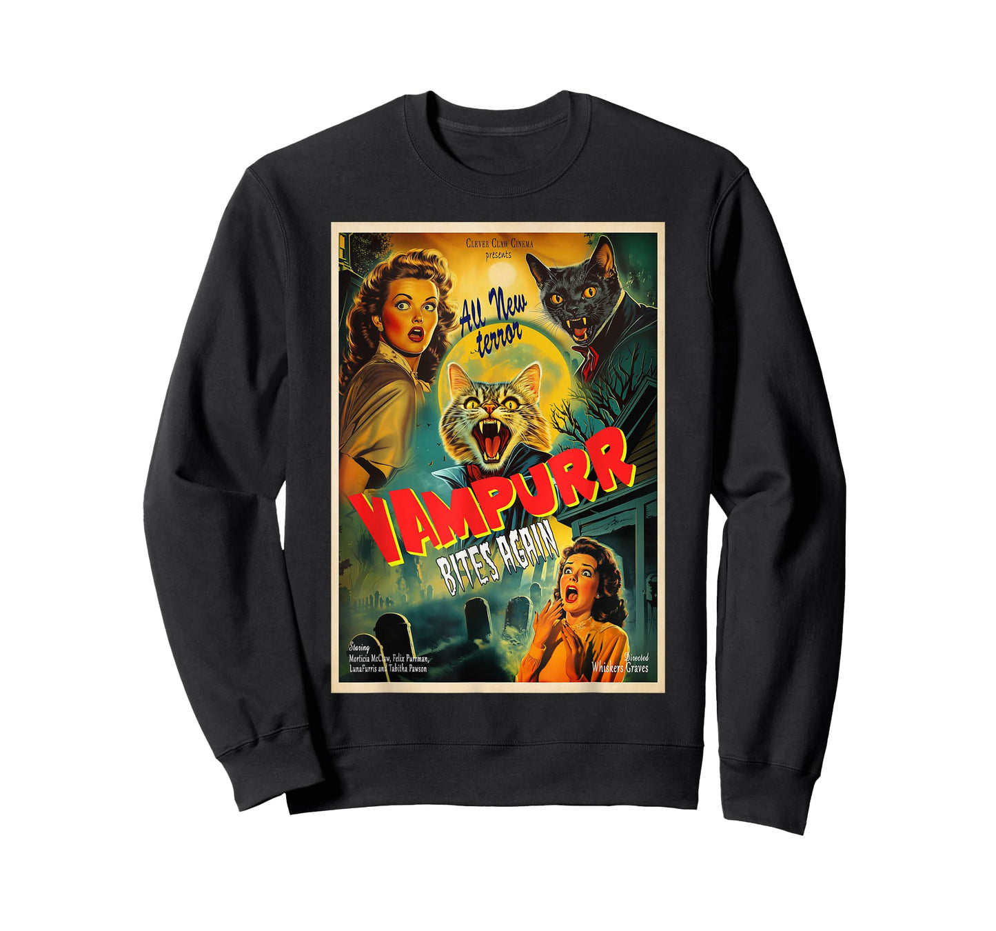 Funny Vampire Cat Dracula Halloween costume Vampurr cat T-Shirt