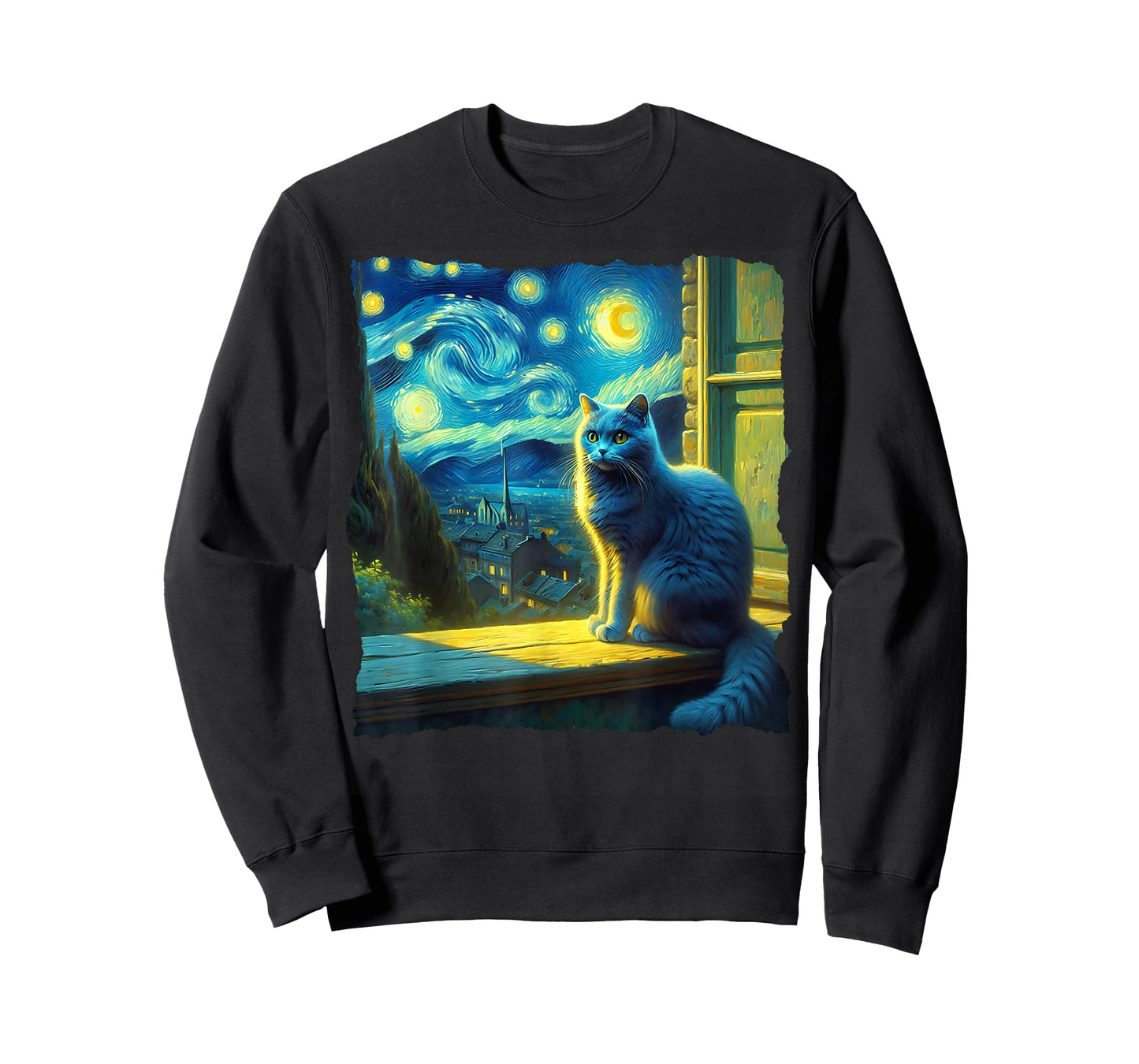 Cat Russian Blue Starry Night Russian Blue T-Shirt
