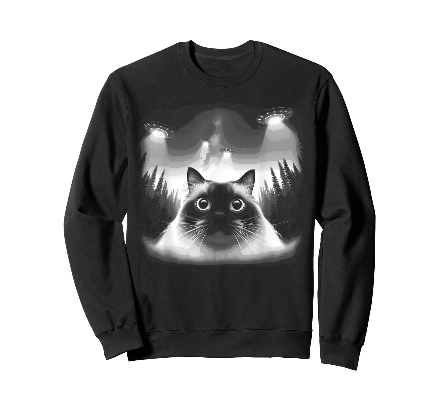 Birman Cat Selfie With UFO - Funny Graphic Alien Lover T-Shirt