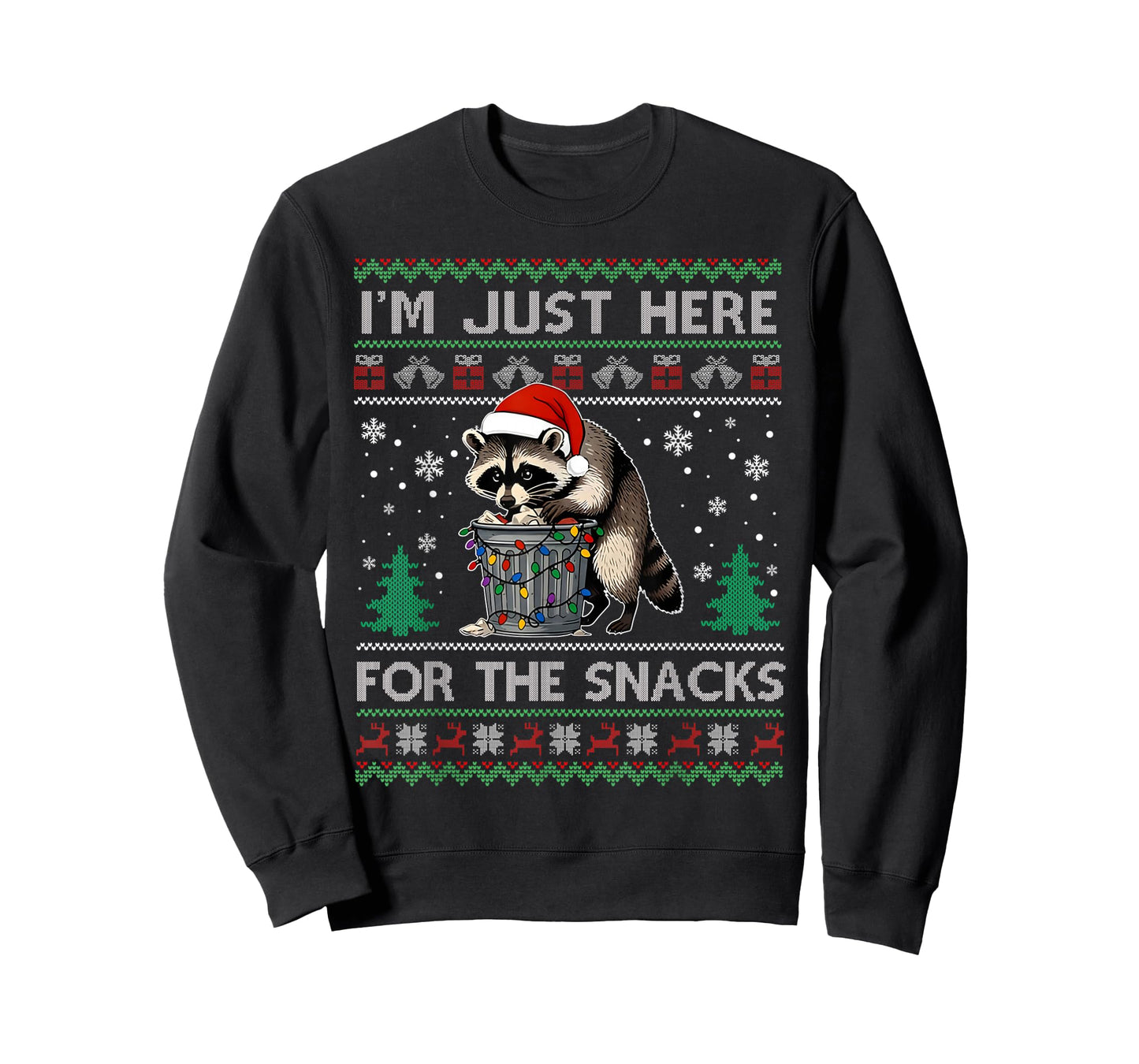 Funny Raccoon Christmas Meme I'm Just Here for The Snacks T-Shirt