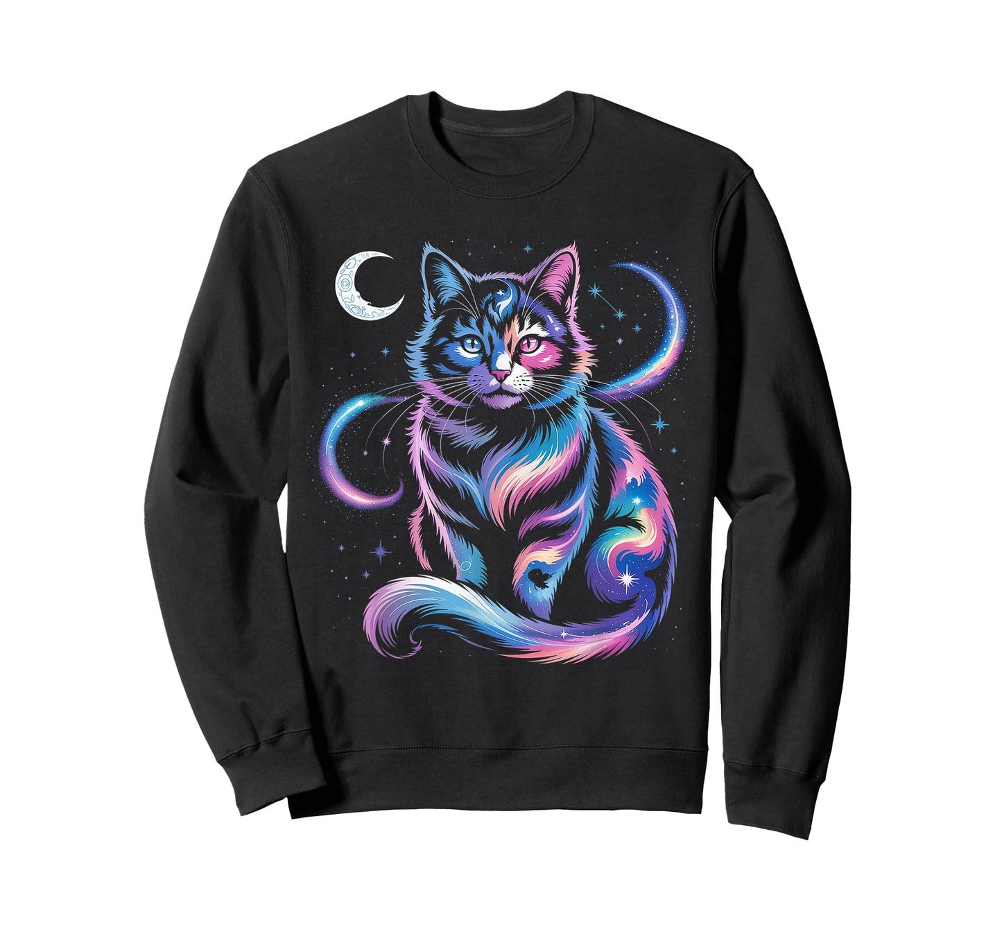 Mystical Space Cosmic Cat T-Shirt - Galaxy Kitten Graphic T-Shirt