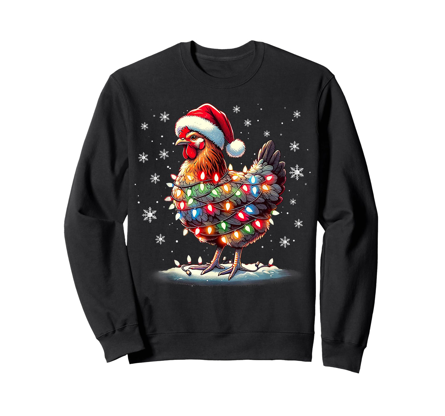 Chicken Santa Christmas Light Funny Xmas Chicken Pajamas T-Shirt