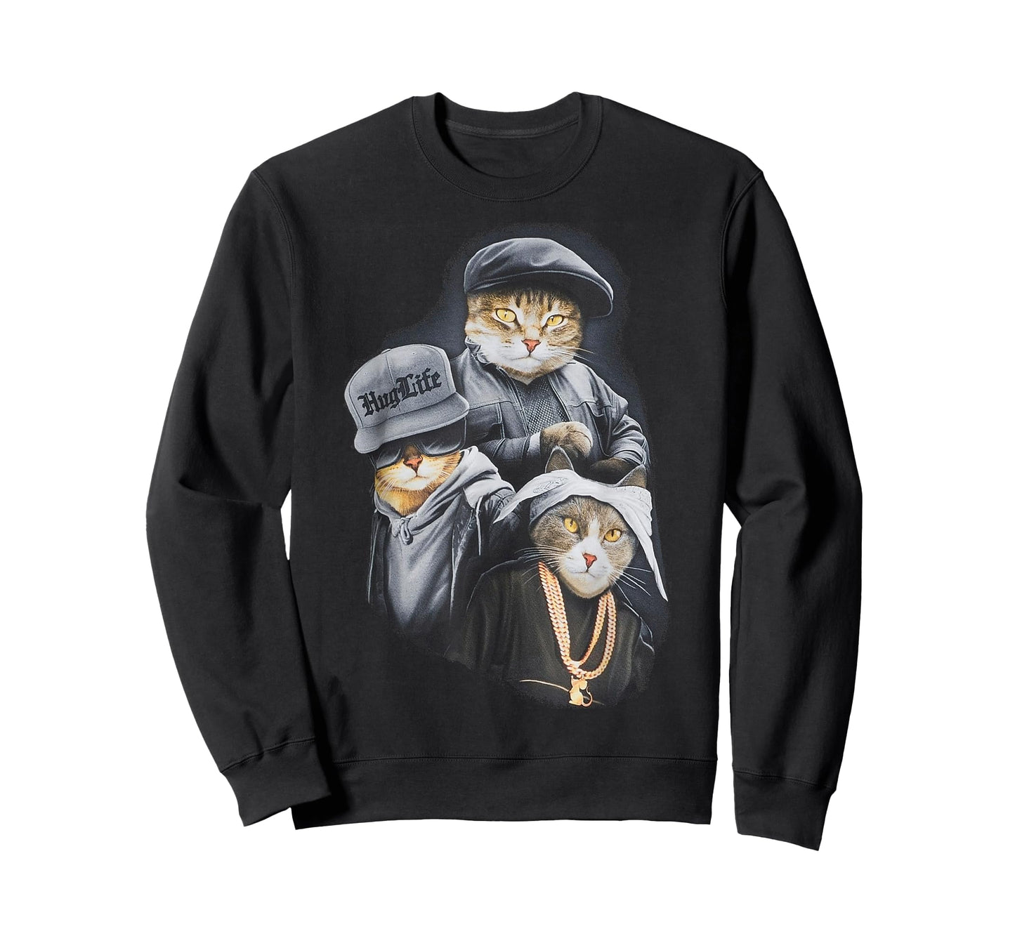 Hug Life Cat Designs Black Unisex Adult Classic Fit Modern Classic Cartoon Life T-Shirt