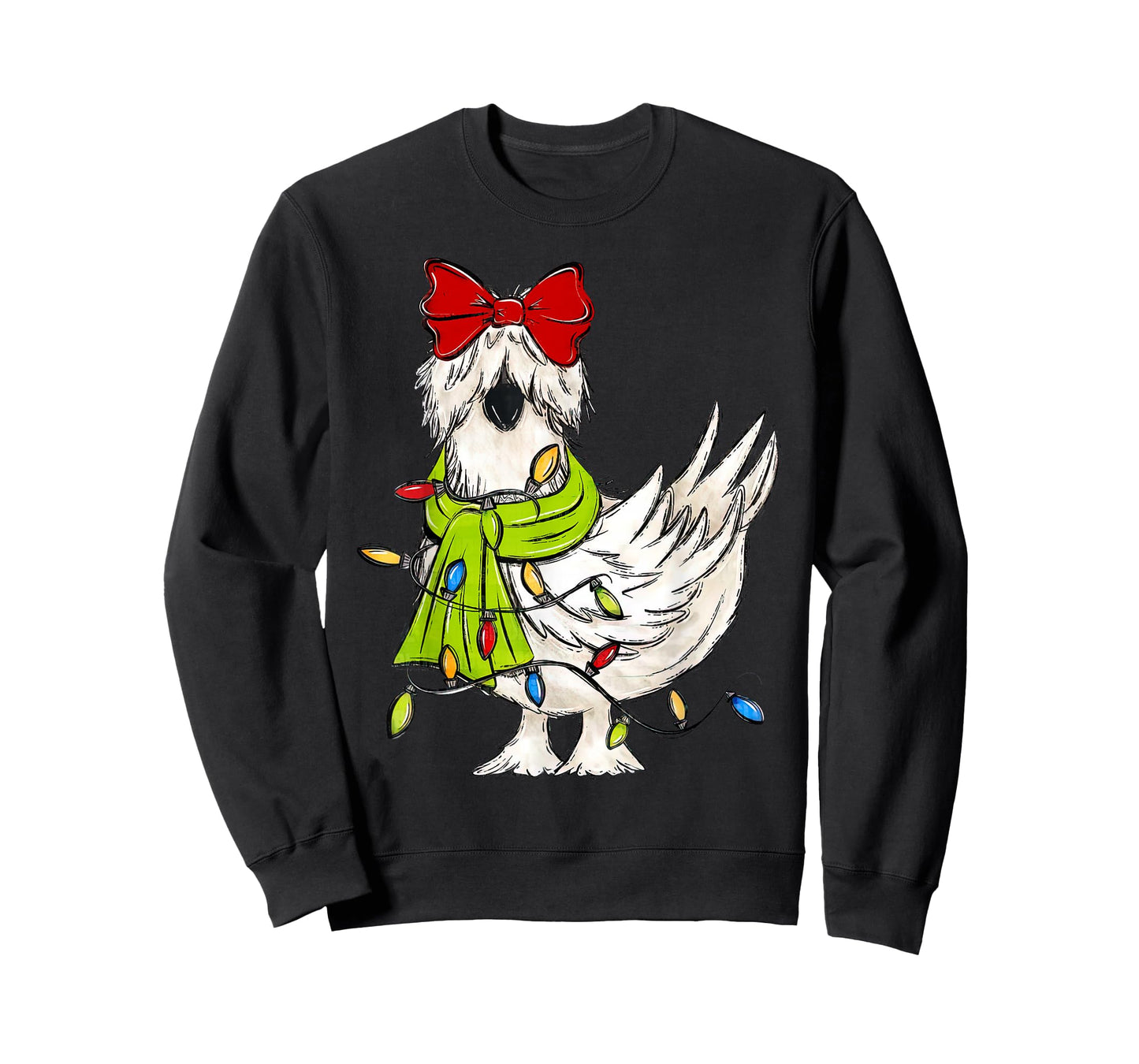 Coquette Silkie Chicken Christmas Lights Farm Animal Lover T-Shirt