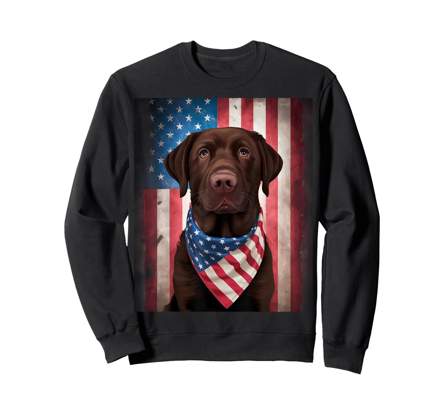 American Chocolate Labrador American Flag 4th of July Dog T-Shirt