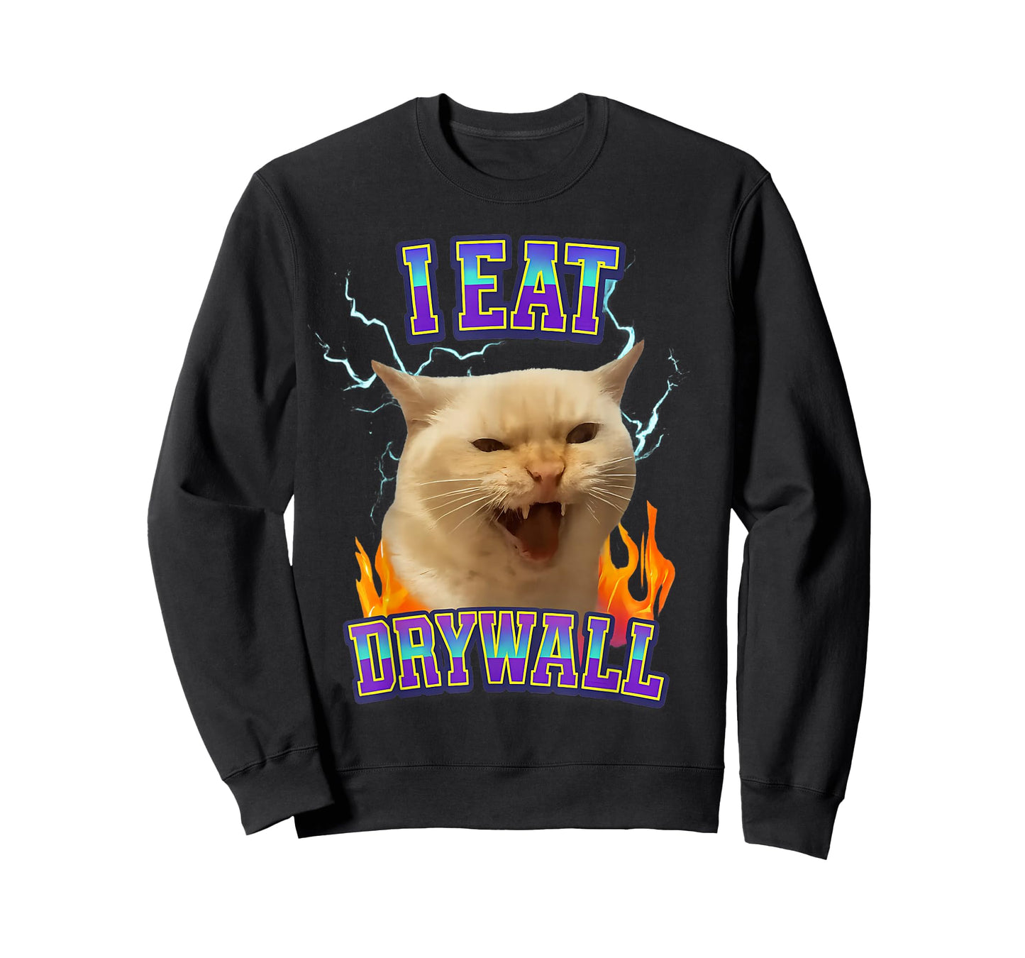 Funny Cat Meme I Eat Drywall Humor Graphic Men Women & Kids T-Shirt