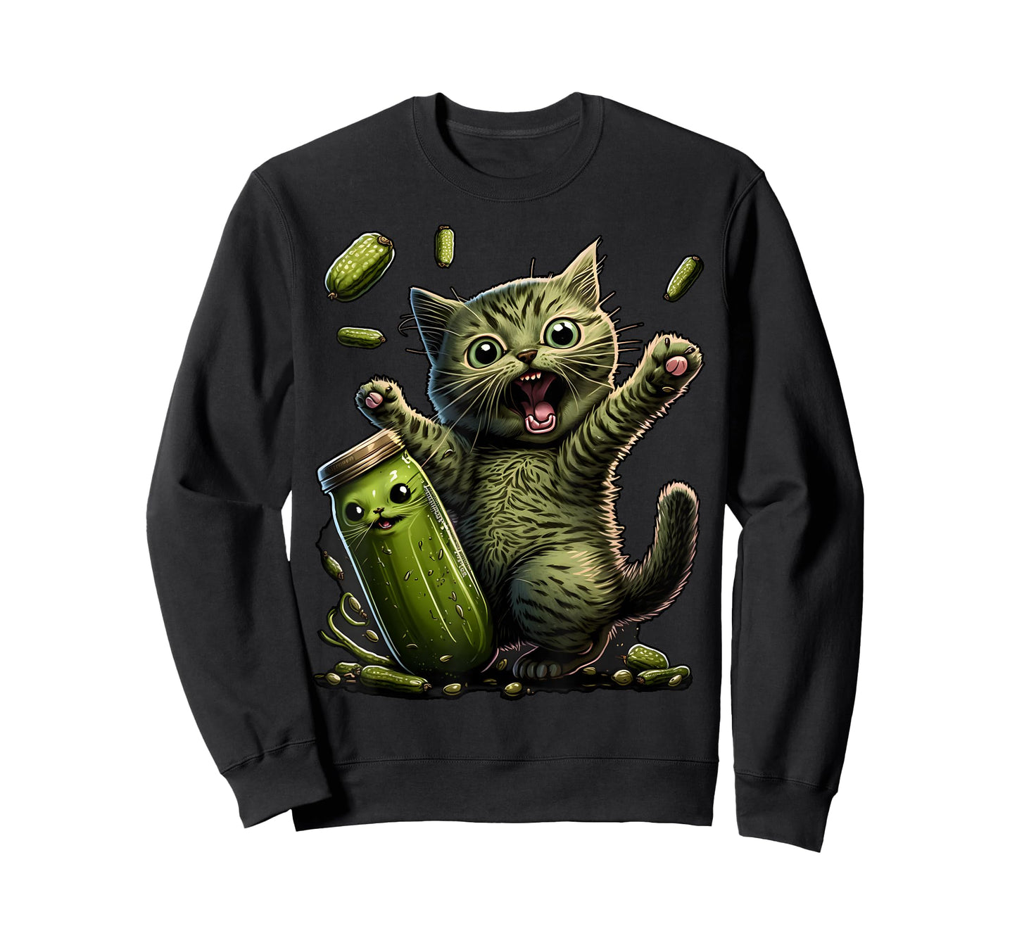 Funny Kittens vs Gherkin Pickle Cat Mom Lady T-Shirt