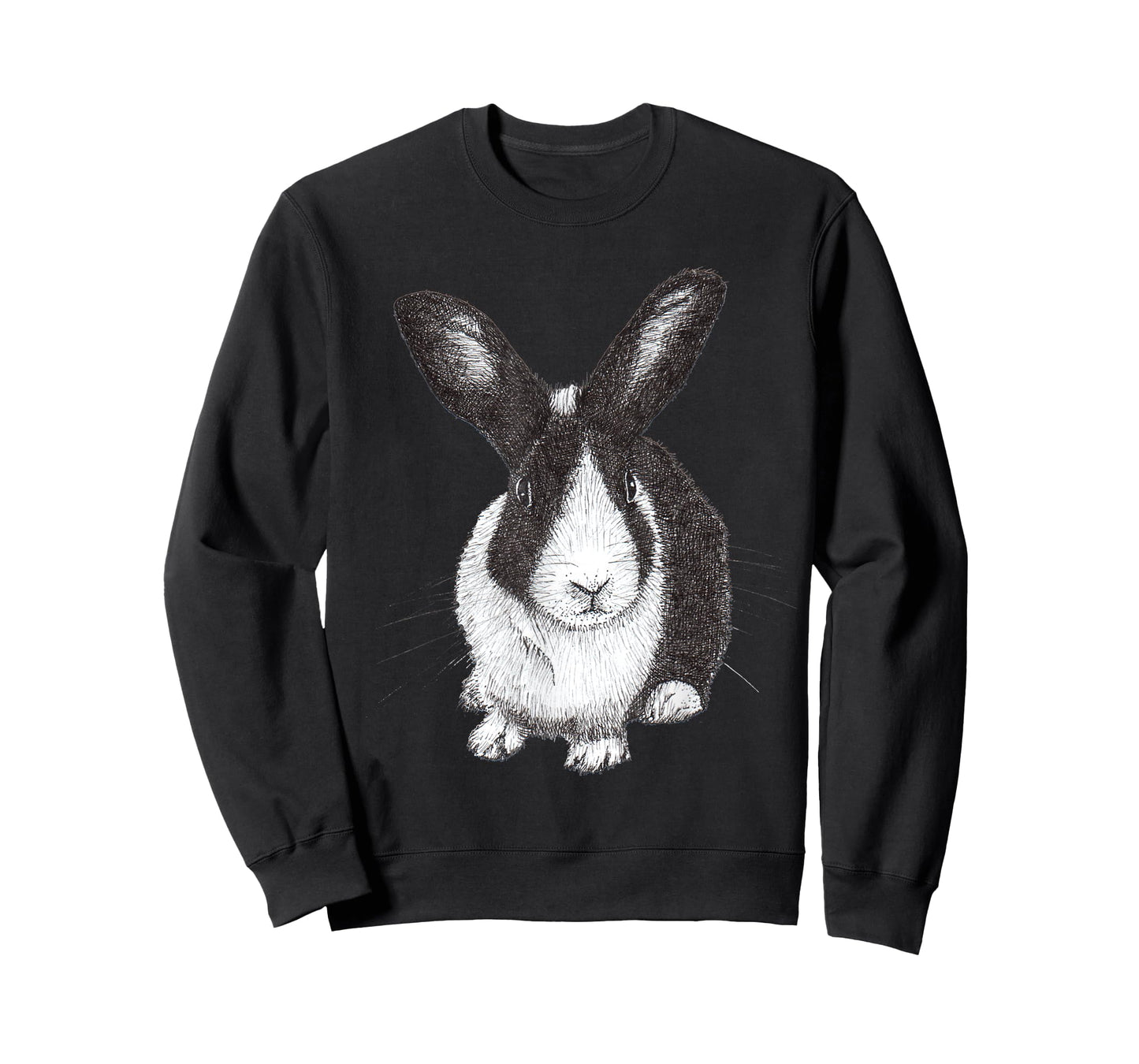ChescaMade Dutch Bunny Rabbit Drawing T-Shirt - Women's Grey Rabbit Themed T-Shirt - Small - Classic Fit - Short Sleeve - Cotton, Polyester - Unique Rabbit Drawing Graphic