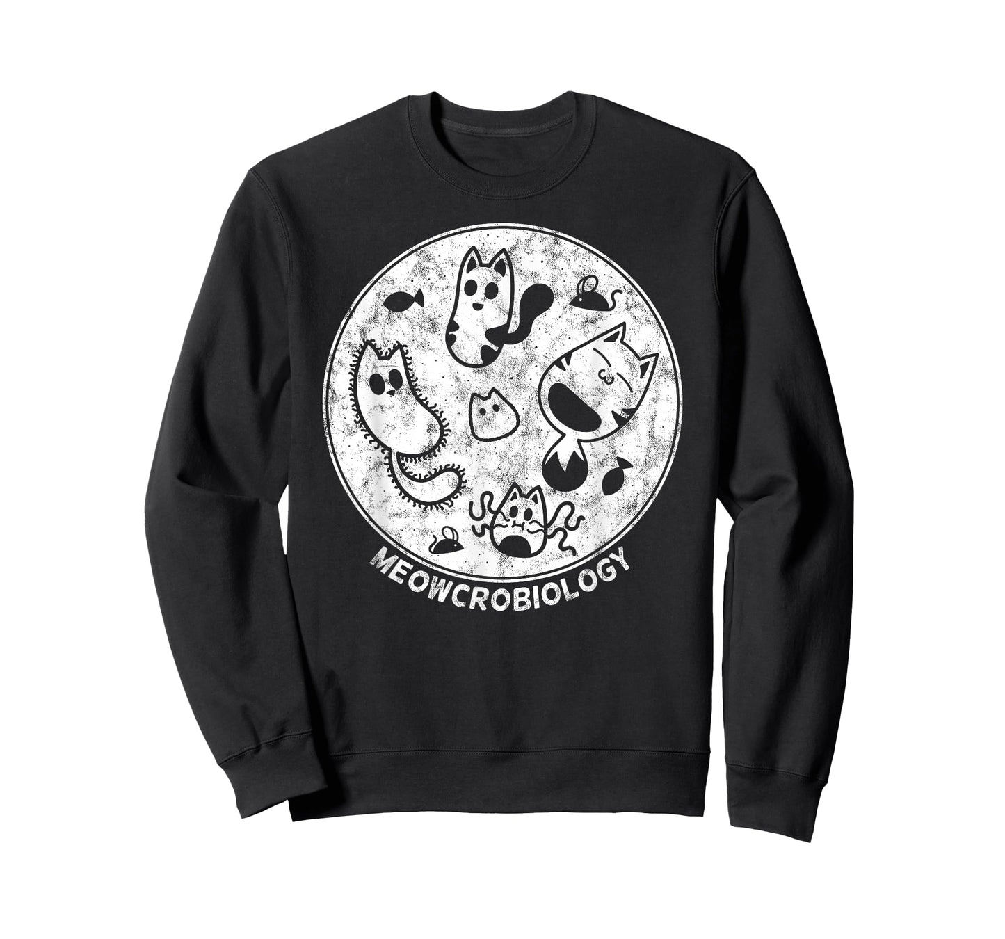 Cute Cat Distressed Bacteria Microbiology Science Lab T-Shirt