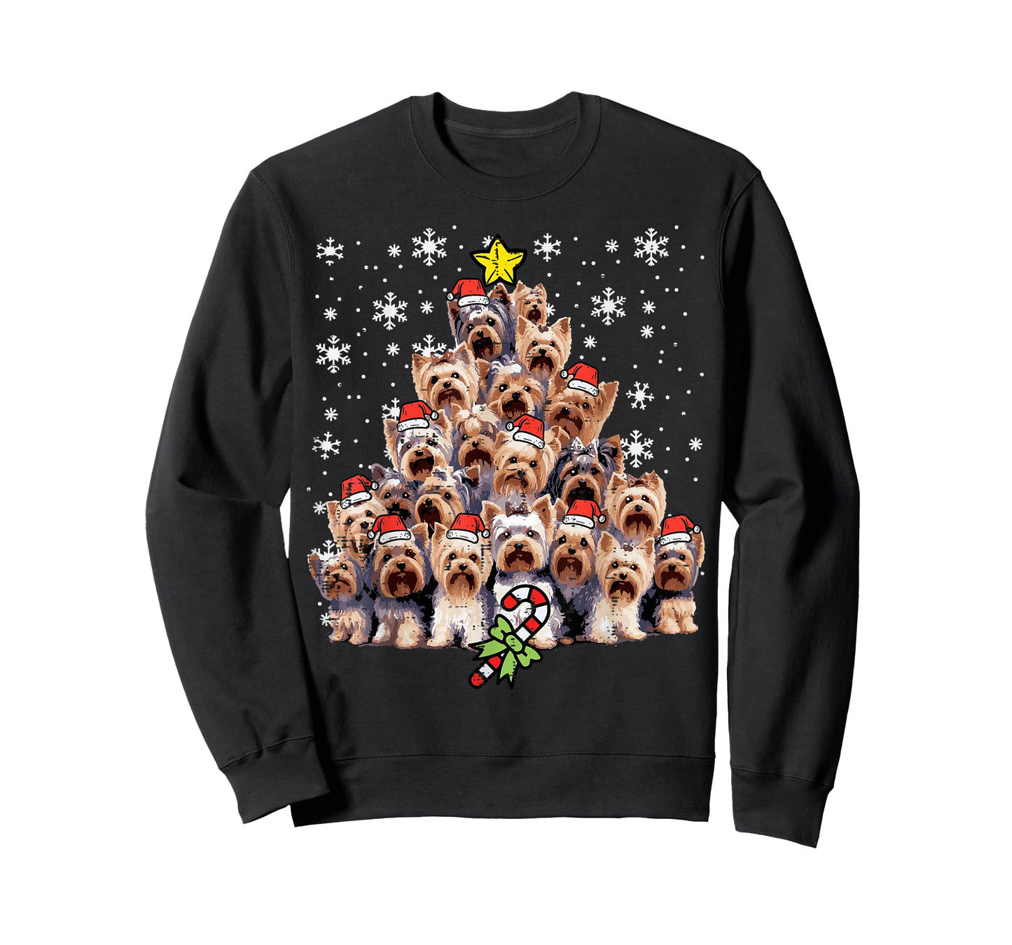 Yorkie Dogs Christmas Tree Xmas Holiday Pet Men Women Kids T-Shirt