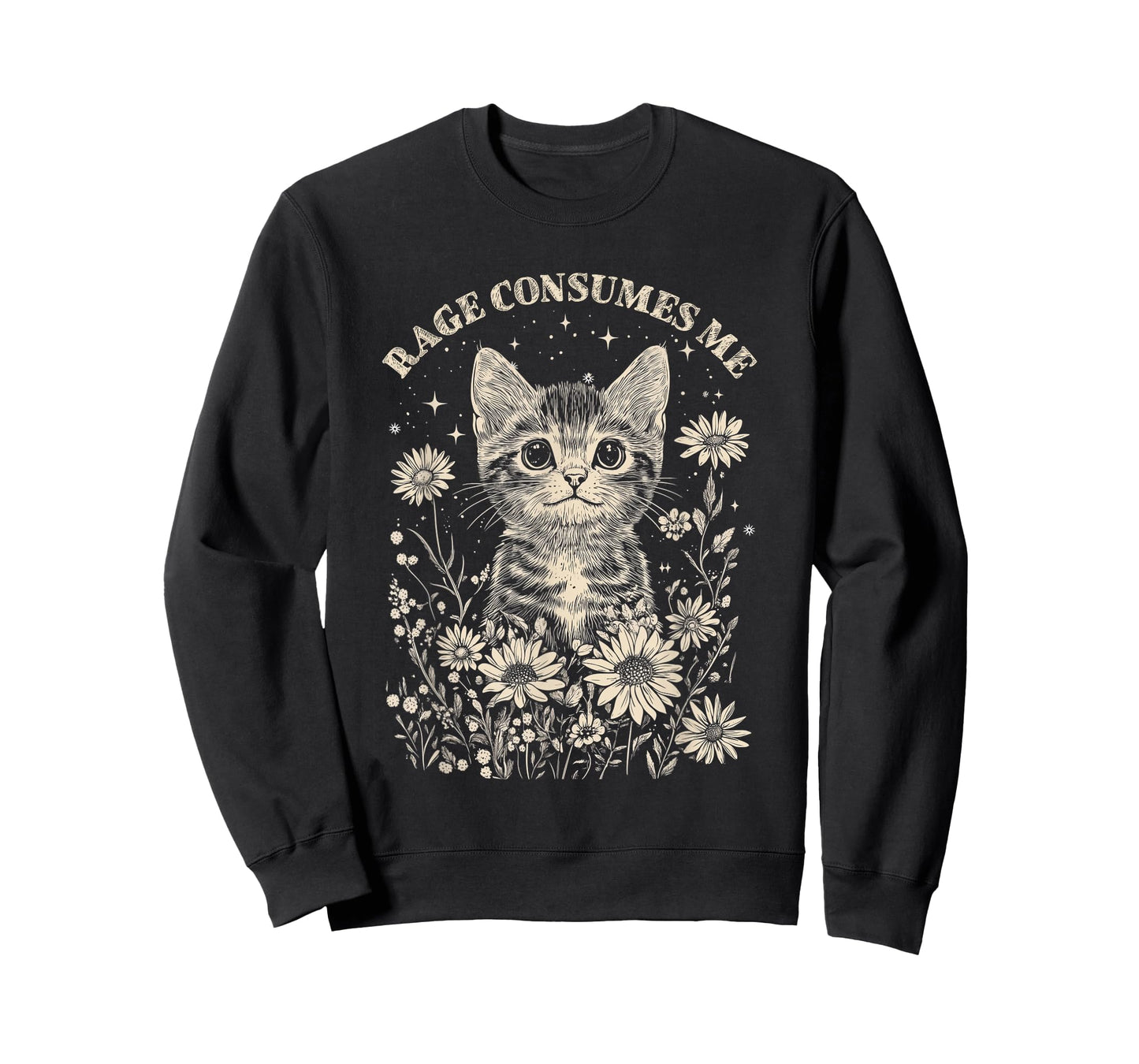 Cute Cat Rage Consumes Me Funny Sarcastic Kitten Flower T-Shirt