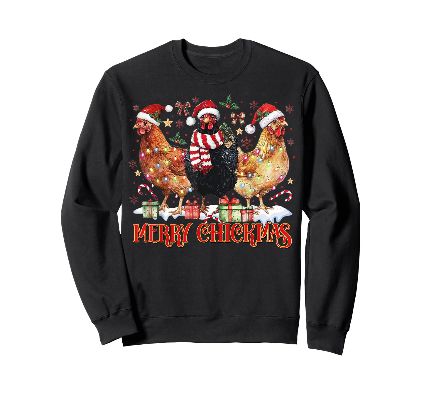 Chicken Christmas Merry Chickmas Santa Claus Hat Funny Xmas T-Shirt