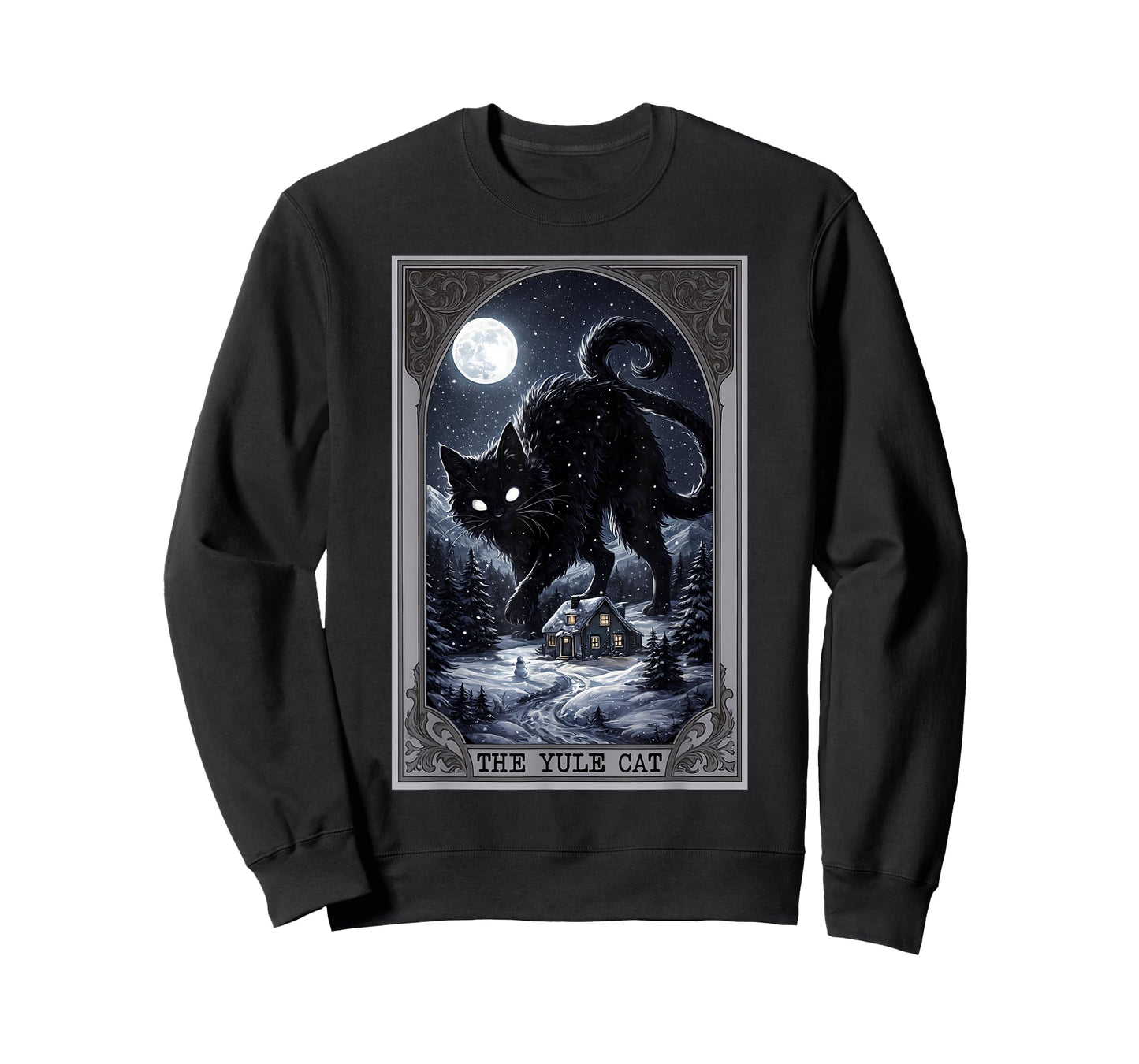 Creepmas Vintage The Yule Cat Tarot Card Dark Christmas T-Shirt