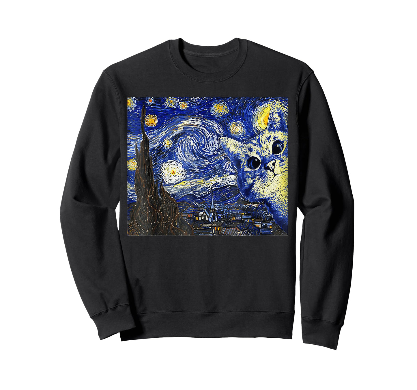 Cat Tshirt, Starry Night Cat, Womens Cat Shirt, Van Gogh Cat T-Shirt