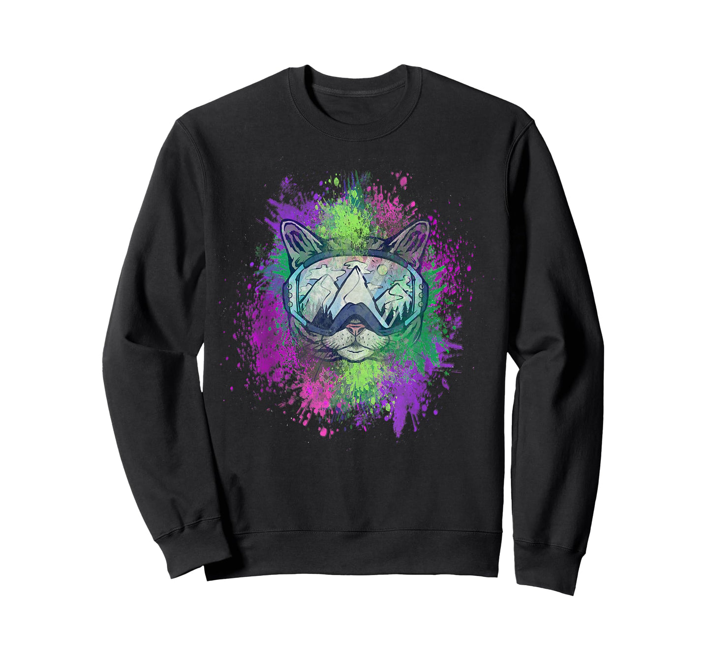 Ski Snowboard Cat Kitty Kitten Mountain Ape Snowman Goa Psy T-Shirt