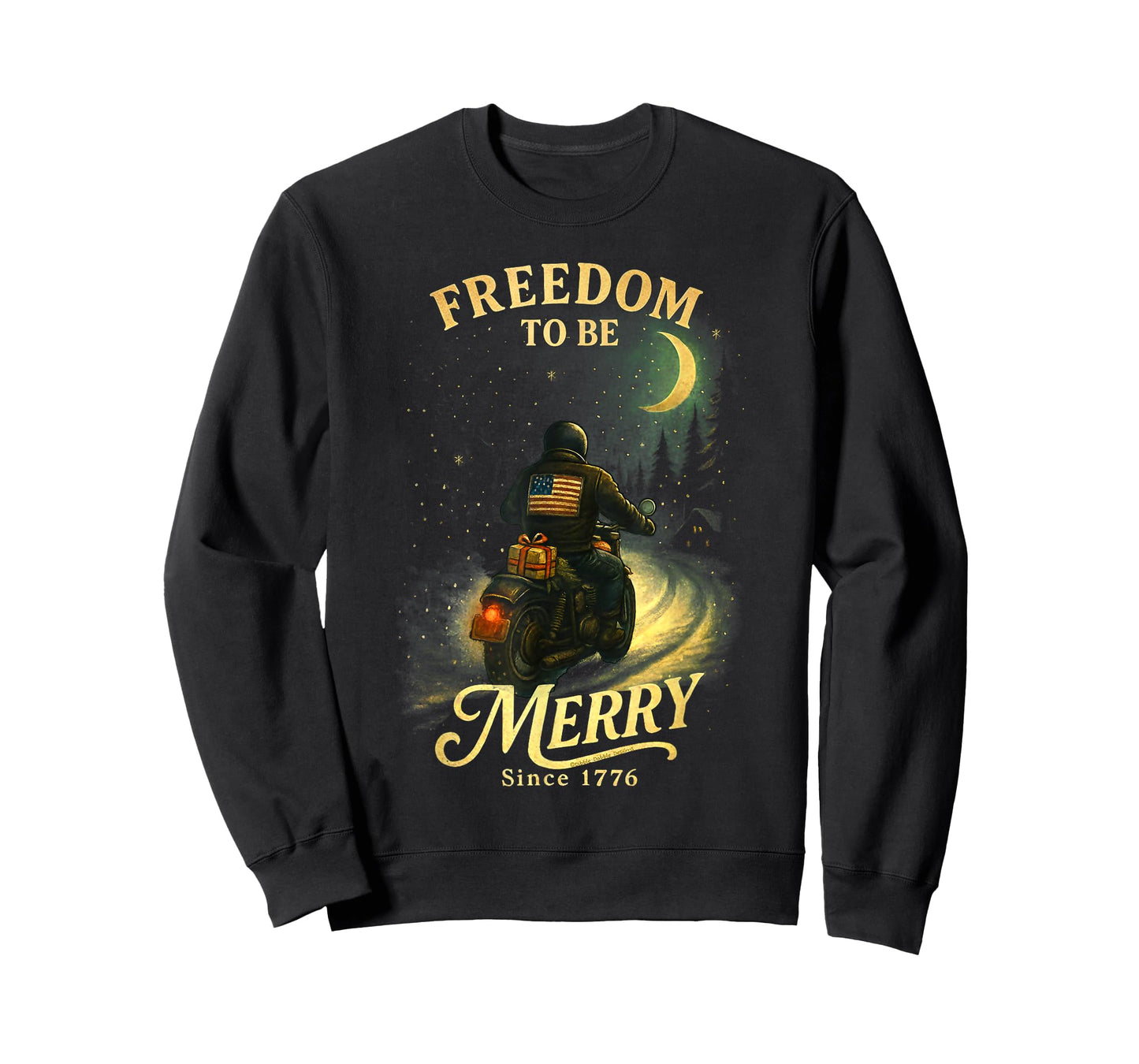 Vintage Patriotic USA Merry Christmas Motorcycle Rider T-Shirt