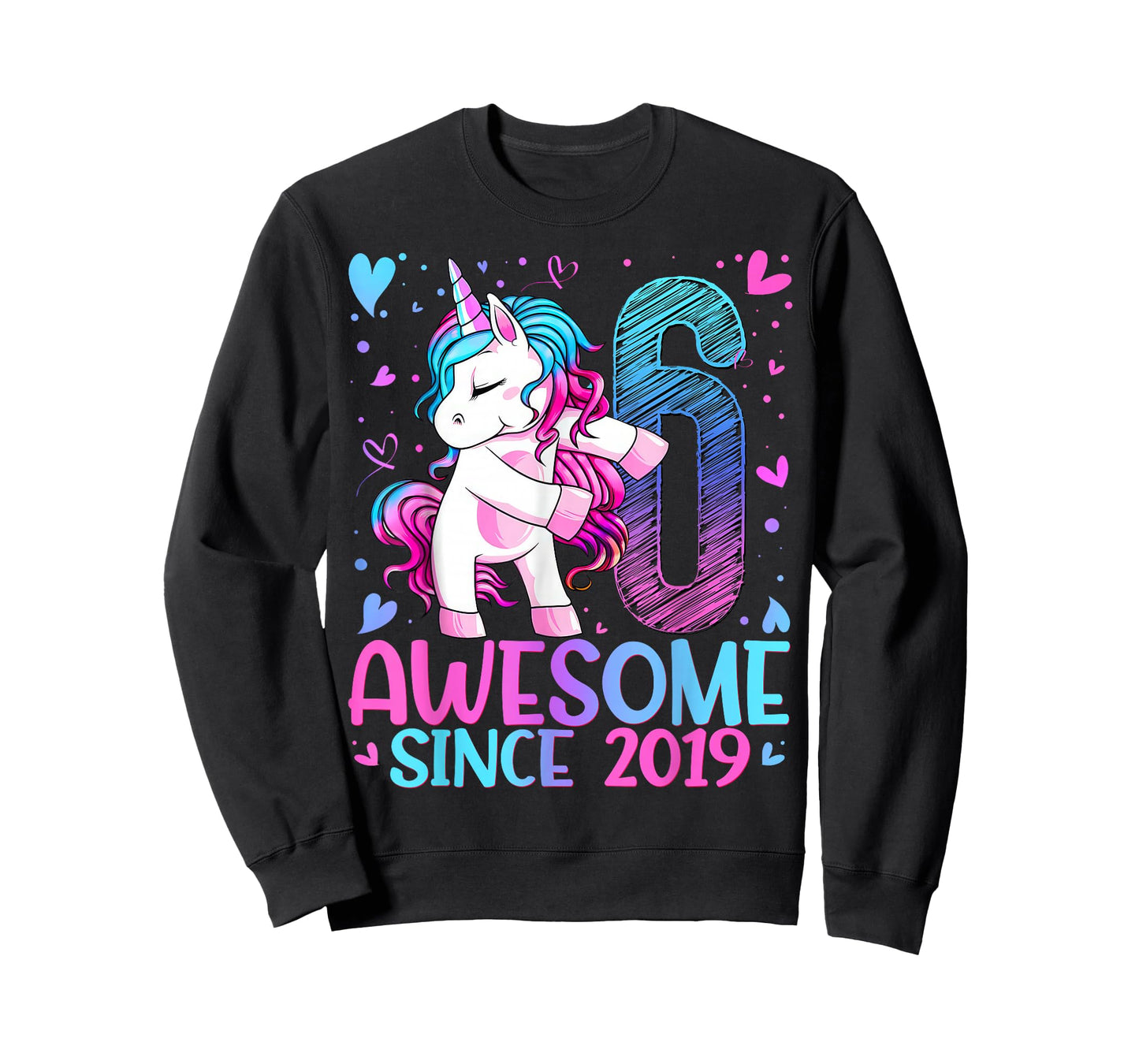 6th Birthday Unicorn Awesome Since 2019 Birthday Girl Party T-Shirt