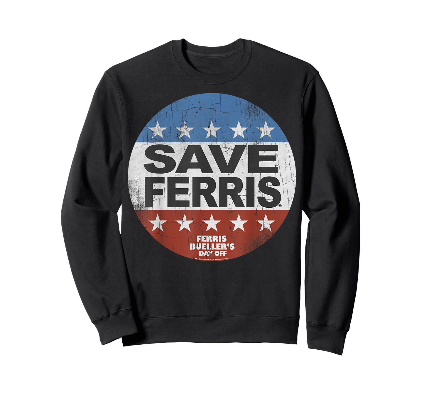 Ferris Bueller's Day Off Save Ferris American Flag Button T-Shirt Small